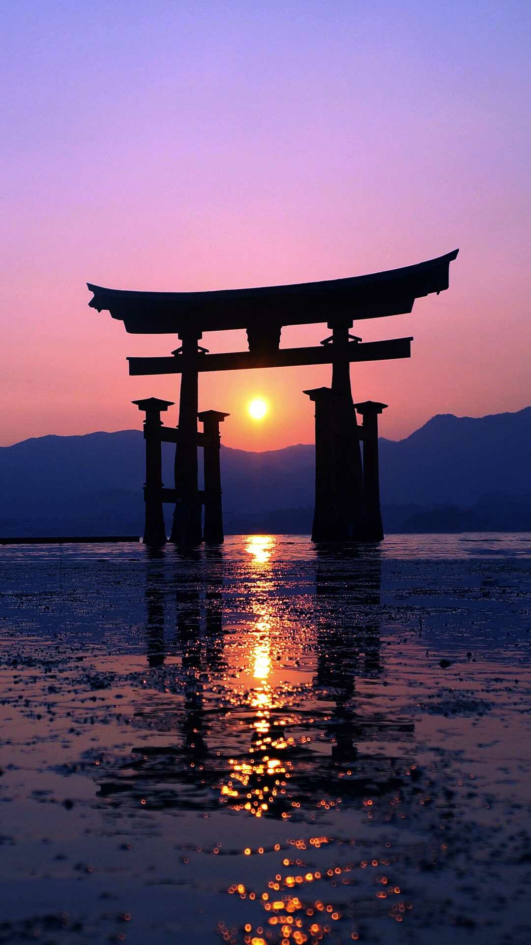 Sunset: The time of sundown is determined by the viewer's position on Earth, Japan. 1080x1920 Full HD Wallpaper.