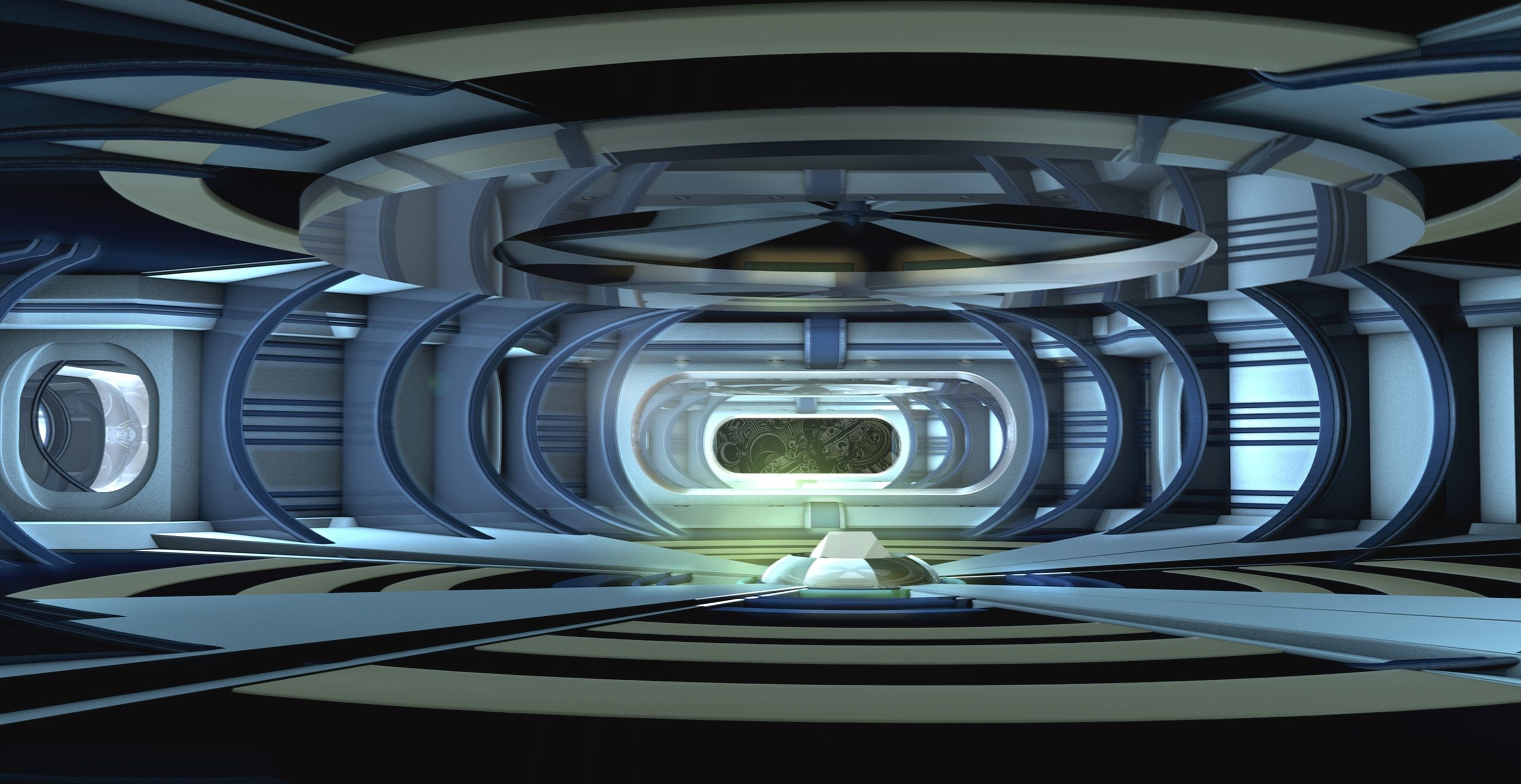 Spaceship interior, Futuristic design, Sci-fi technology, Space exploration, 2800x1450 HD Desktop