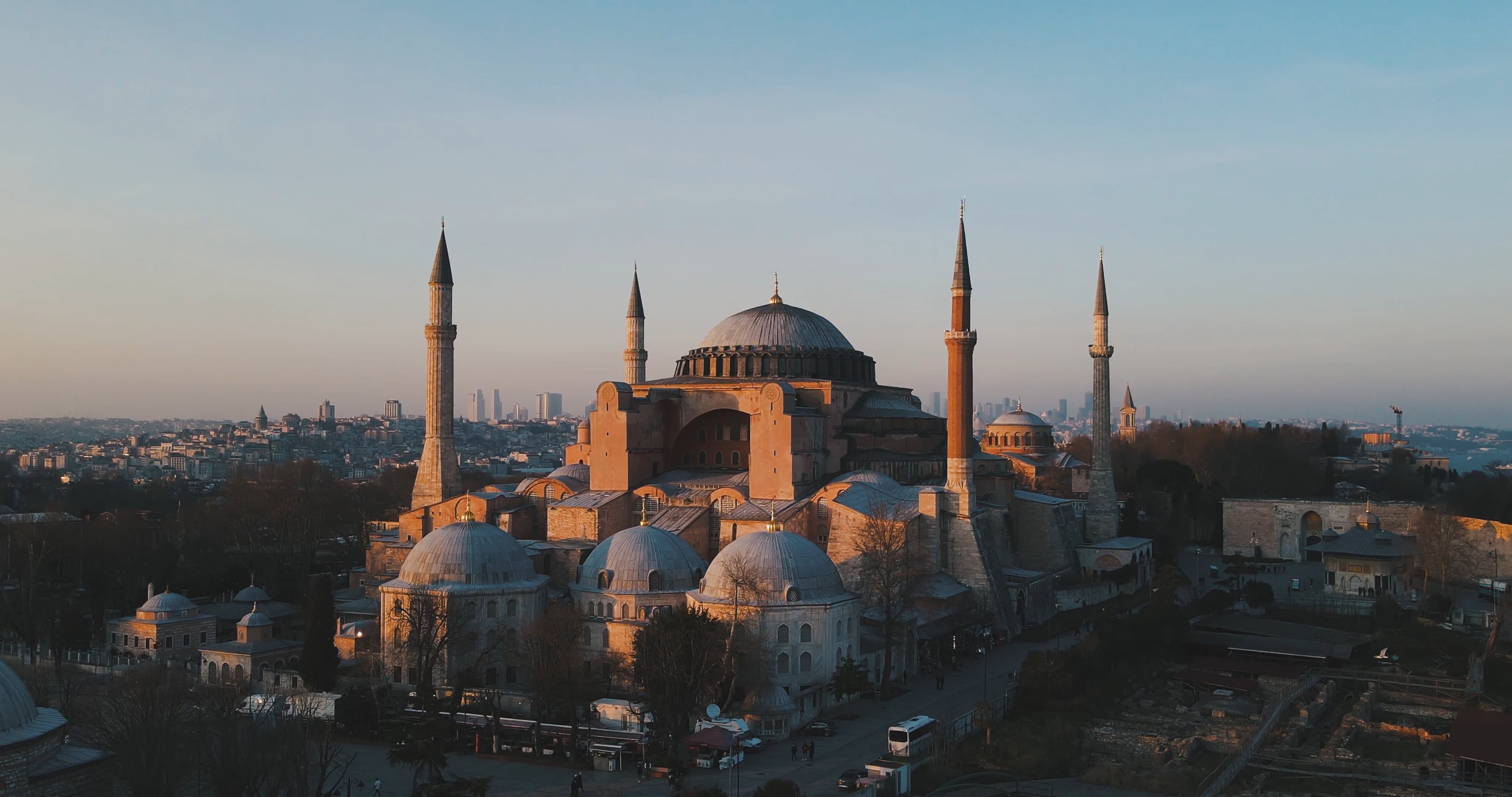 Hagia Sophia, Drone footage, Mesmerizing view, Incredible mosque, 3840x2030 HD Desktop