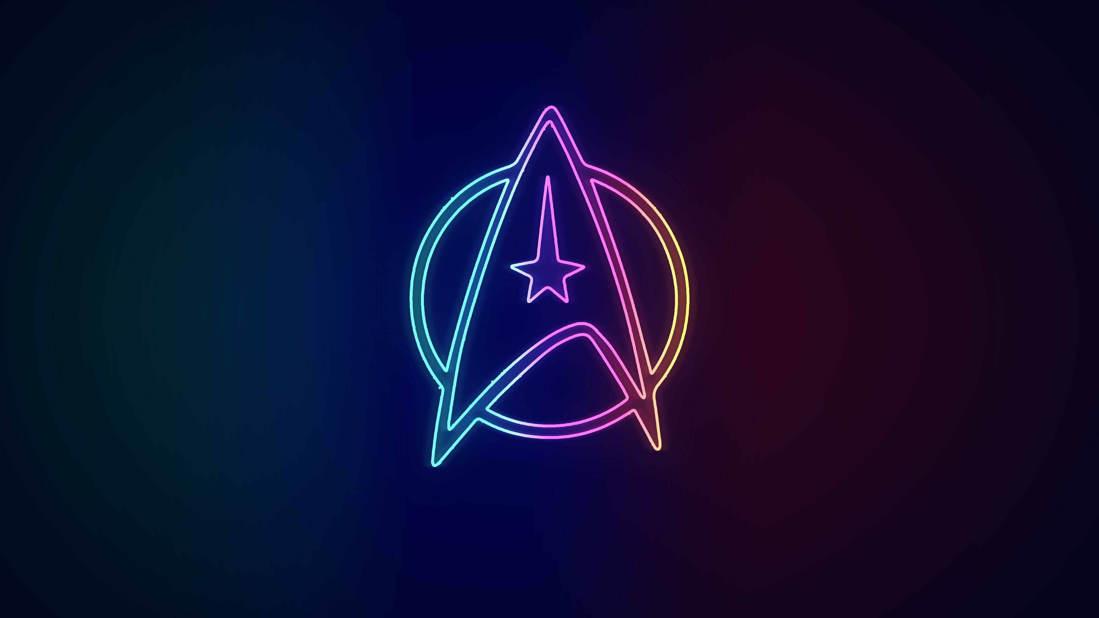 Star Trek: Logo, Neon Sign, Artwork, TV show. 3840x2160 4K Background.