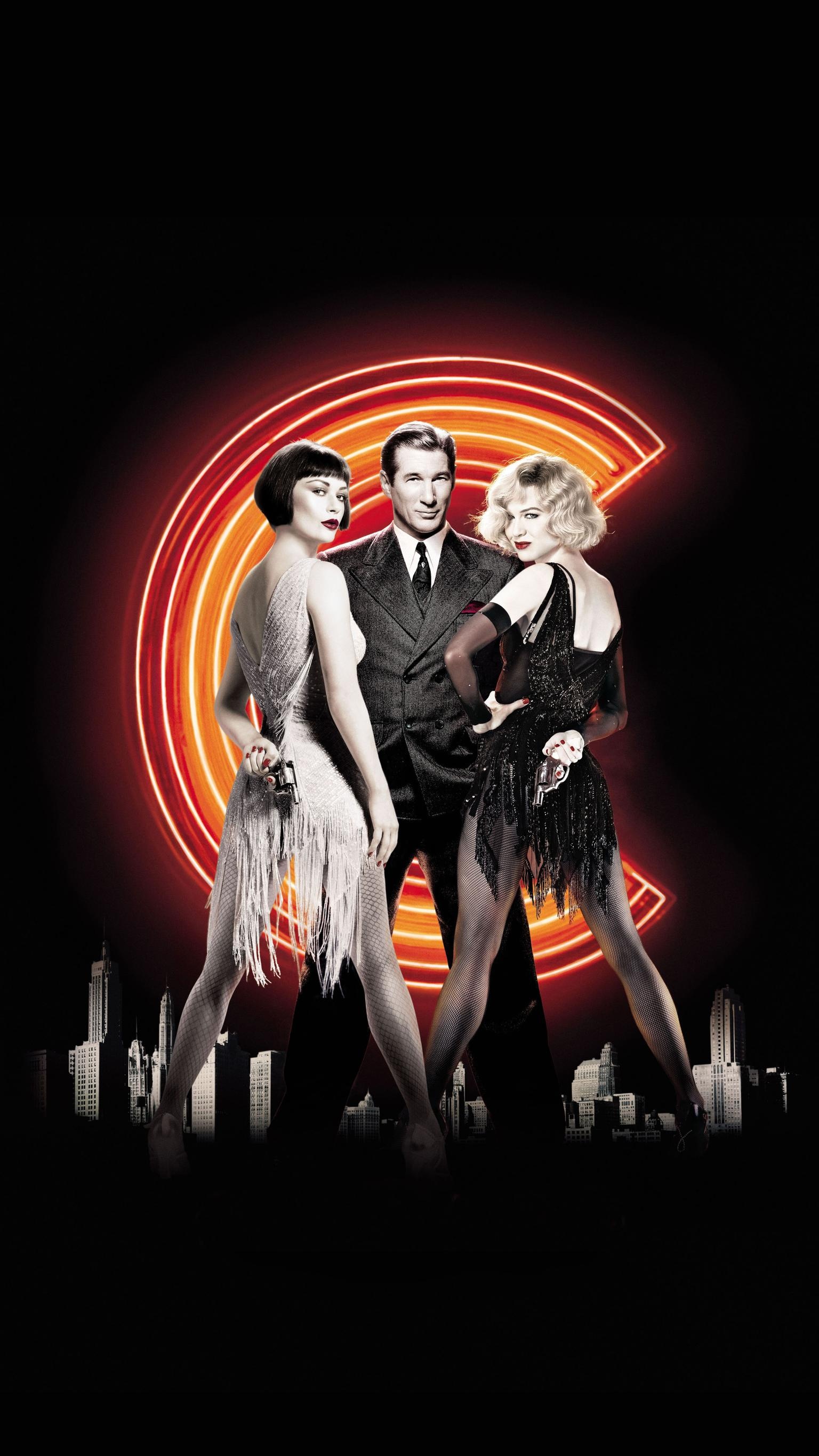 Musical: Chicago, An American black comedy crime film based on the 1975 stage musical of the same name. 1540x2740 HD Background.