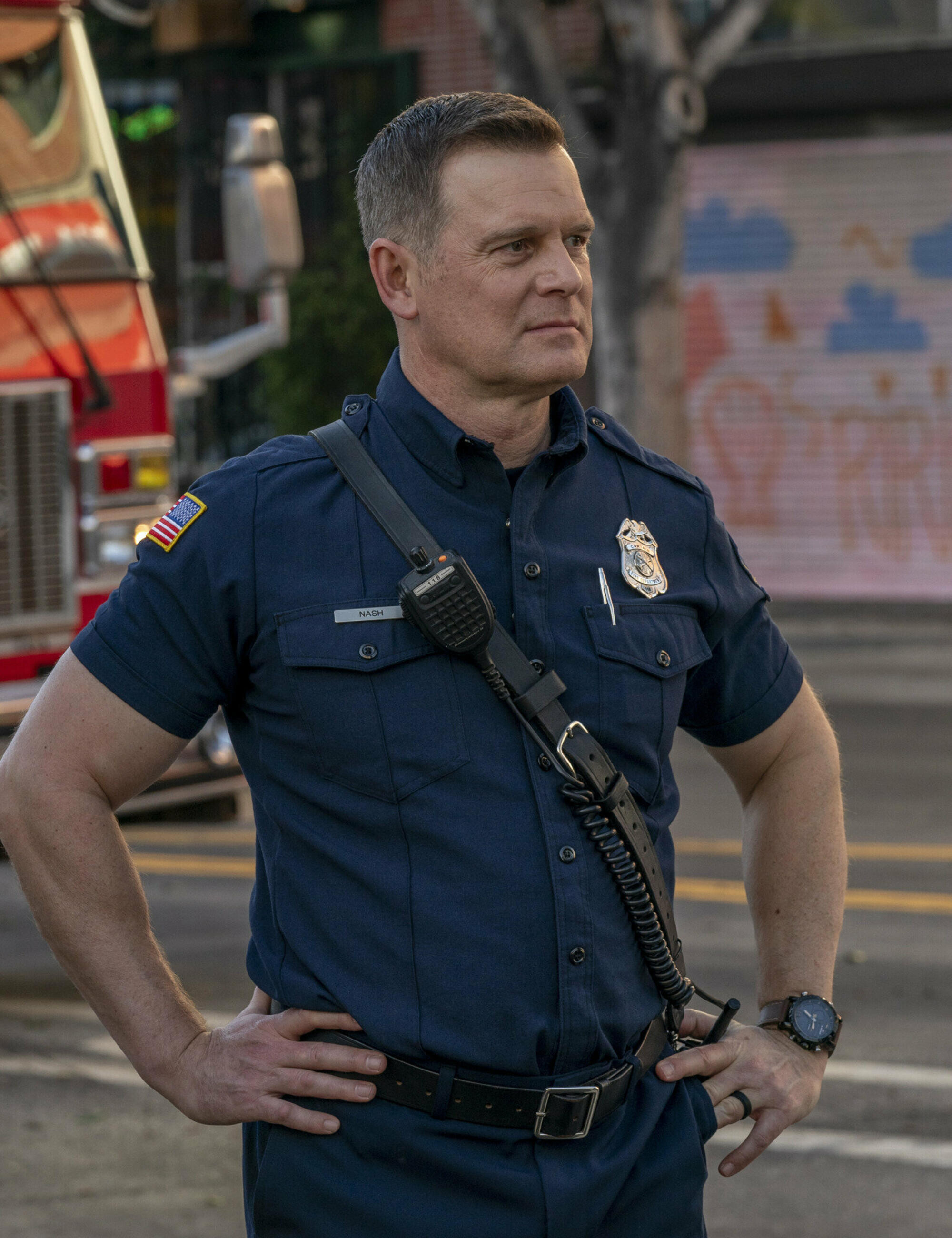 9-1-1 (TV Series): Robert Nash, Firefighter Captain, Peter Krause, American Actor, Director, And Producer, Season 3 Episode 8. 2000x2610 HD Background.