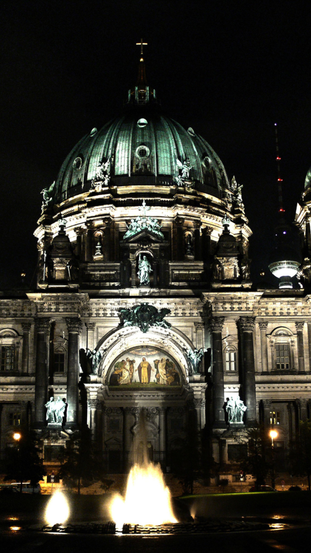 Berlin Cathedral, Nighttime allure, Illuminated marvel, Photogenic masterpiece, 1080x1920 Full HD Phone