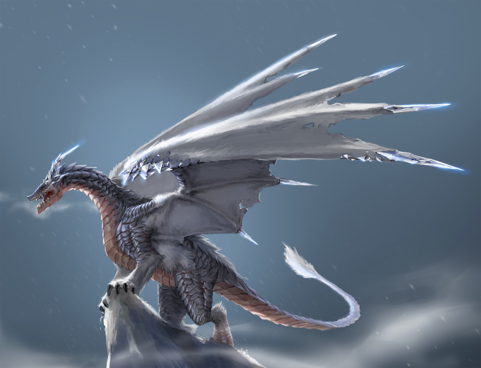Ice Dragon, Fantasy creature, Mythical beast, Legendary creature, 1920x1470 HD Desktop