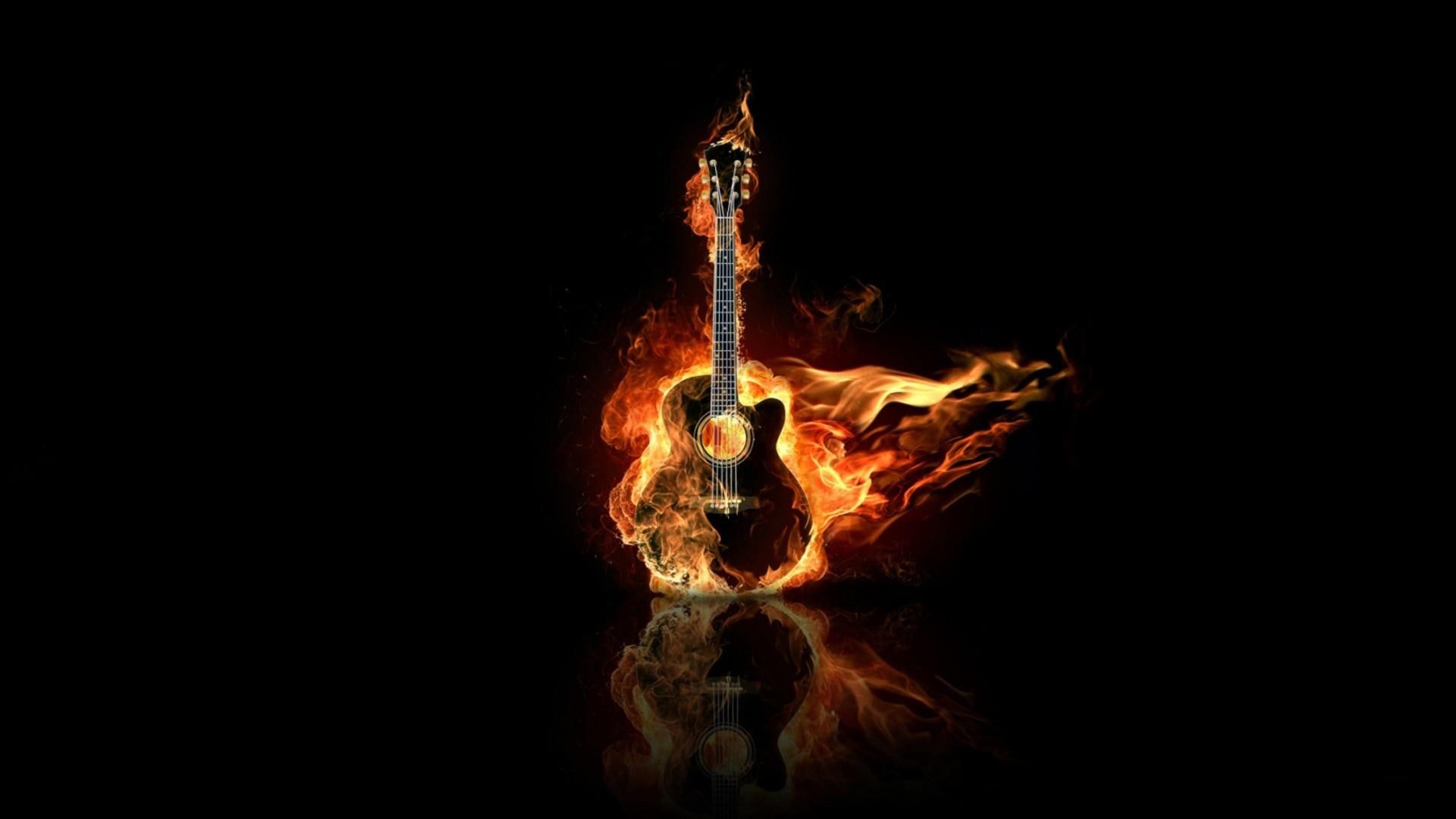 Guitar on Fire, Fiery passion, Explosive music, Captivating performance, 1920x1080 Full HD Desktop