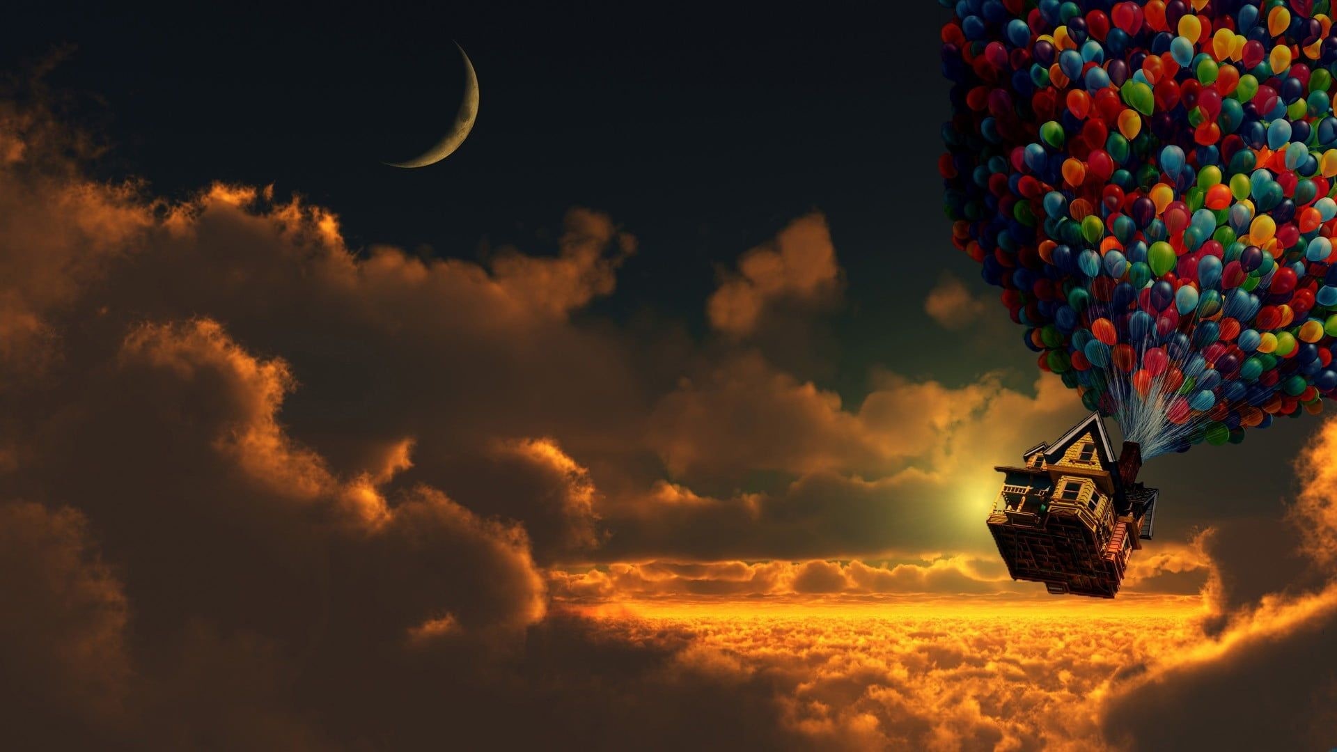 Up Pixar wallpaper, Whimsical balloon journey, Heartwarming animation, Adventurous tale, 1920x1080 Full HD Desktop