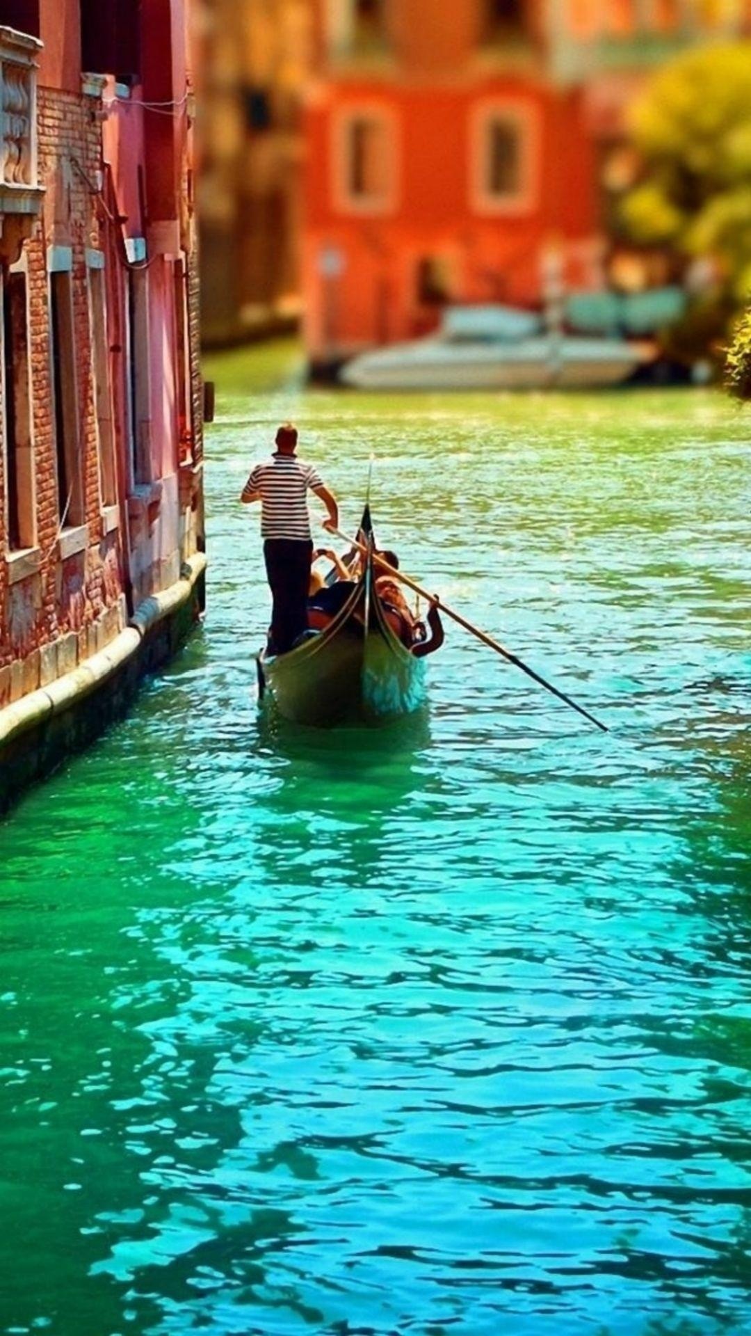 Gondola: A lightweight narrow barge propelled with a single oar, Venice. 1080x1920 Full HD Wallpaper.