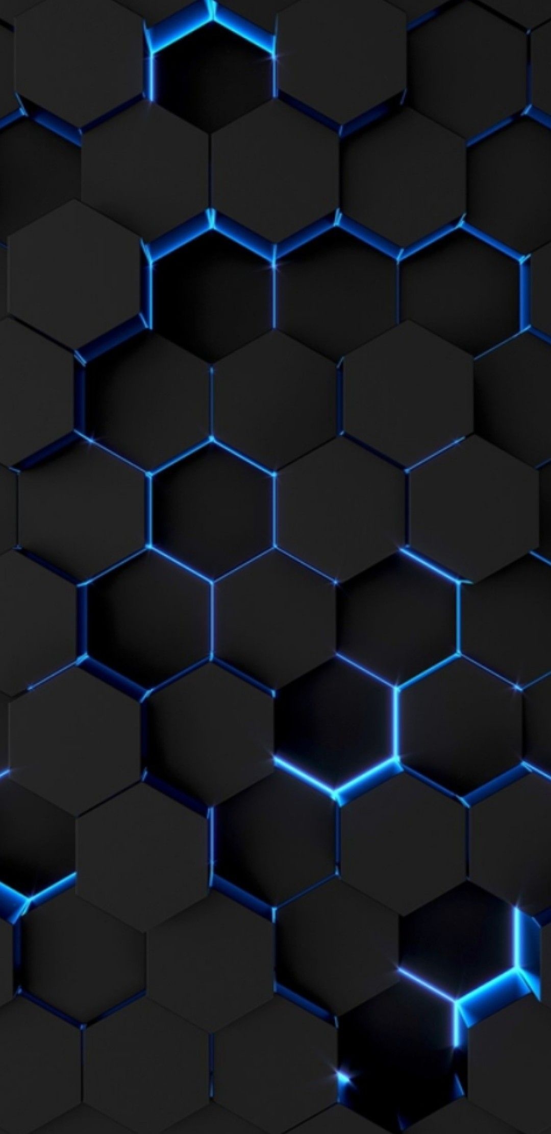 Blue honeycomb, Hexagonal grid, Digital art, Futuristic design, 1080x2220 HD Phone