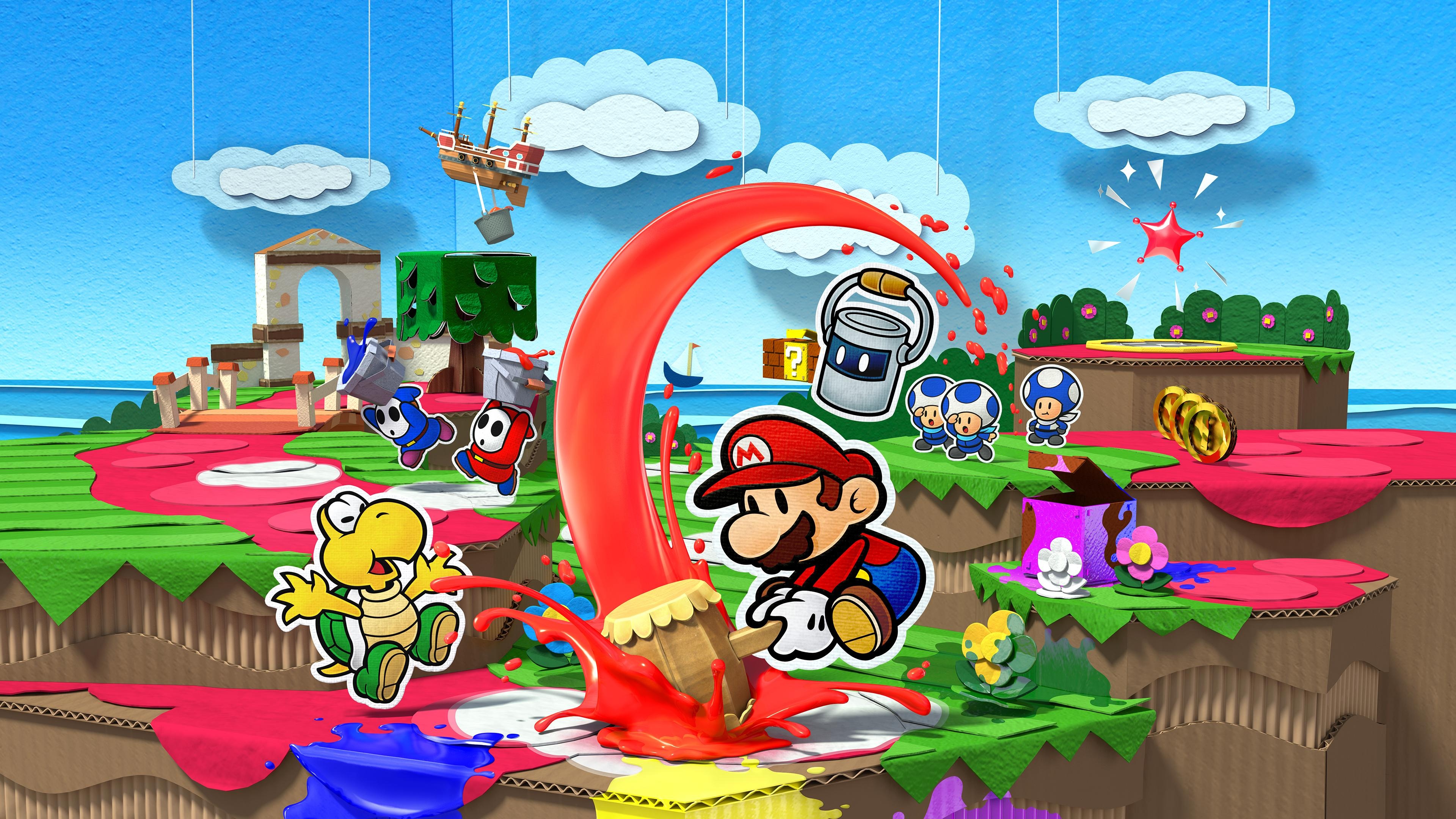 Paper Mario, Nintendo gaming, Colorful characters, Adventure game, 3840x2160 4K Desktop
