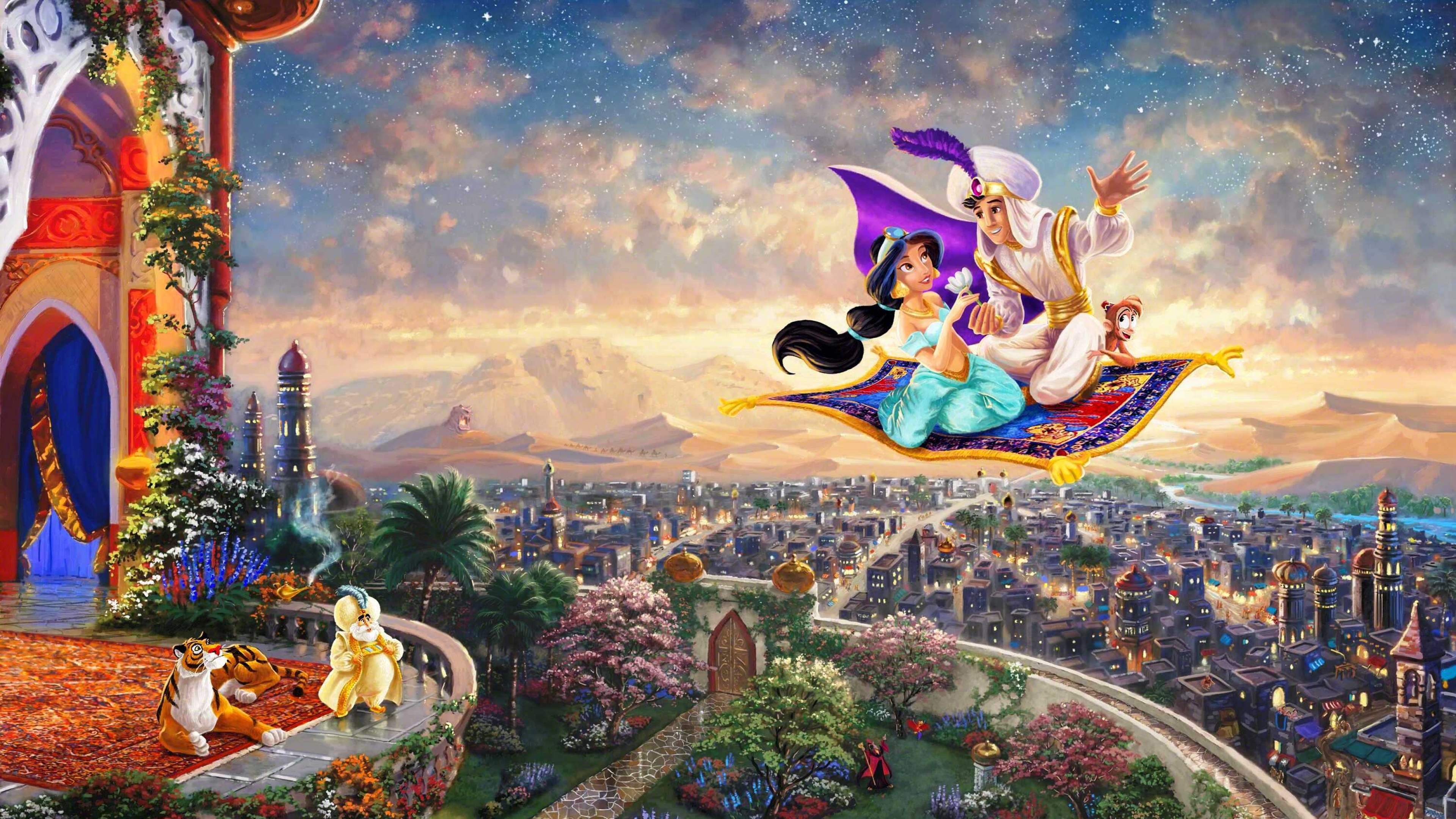 Sultan, Aladdin and Jasmine, Flying carpet, HD wallpaper, 3840x2160 4K Desktop