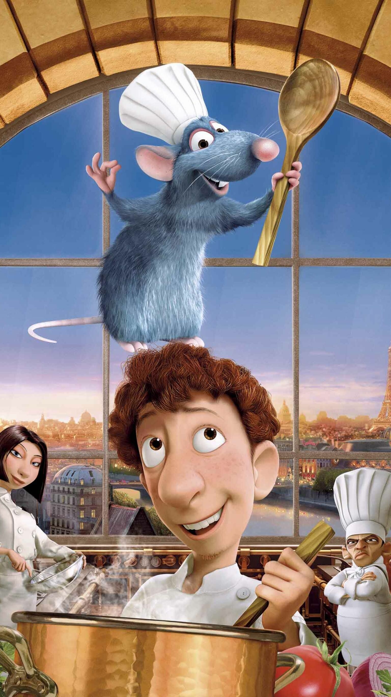 Ratatouille: Set in Paris, the plot follows a rat who dreams of becoming a chef. 1540x2740 HD Background.