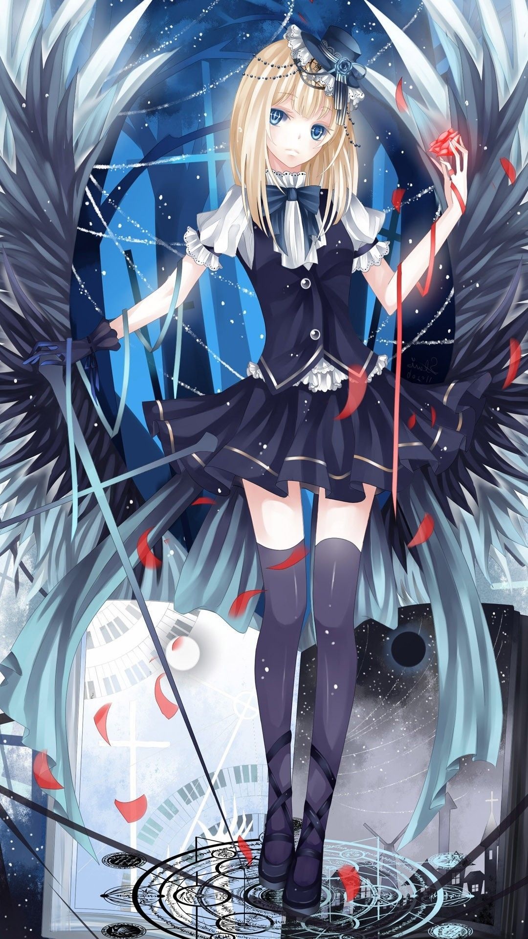 Goth Girl: Angels of Death, An anime series produced by J.C. Staff, The Gothic Lolita. 1080x1920 Full HD Background.