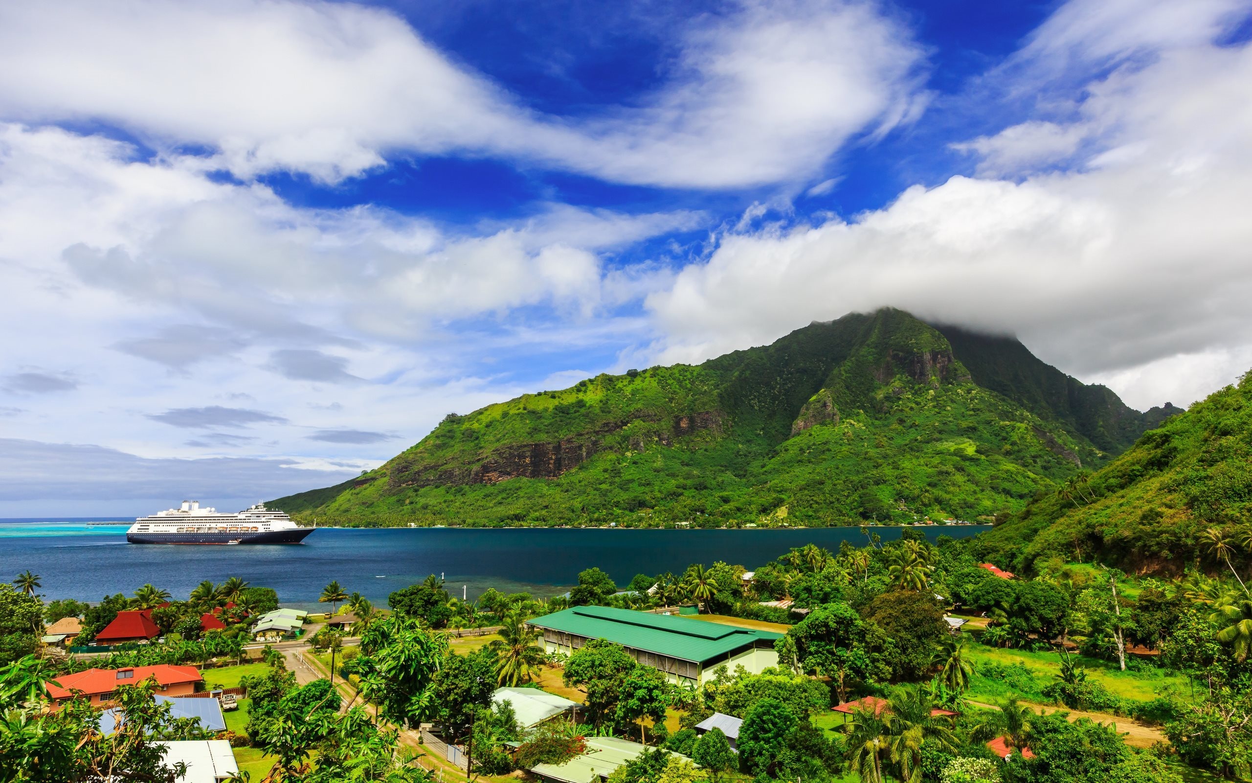 French Polynesia, Mountain landscapes, Resort paradise, Beachfront bliss, 2560x1600 HD Desktop