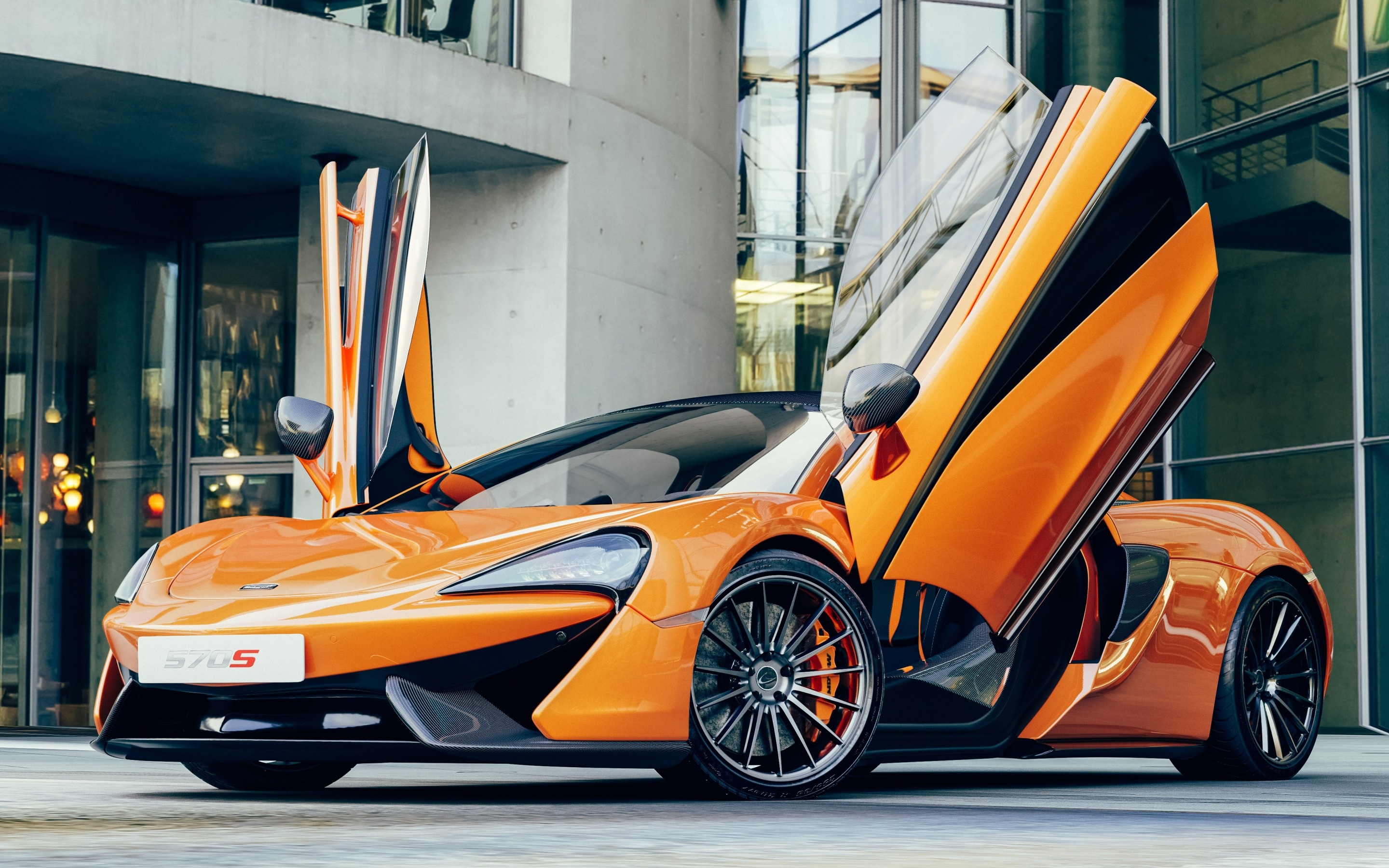 McLaren 570S, Auto racing beauty, British sports coupe, Orange power, 2880x1800 HD Desktop