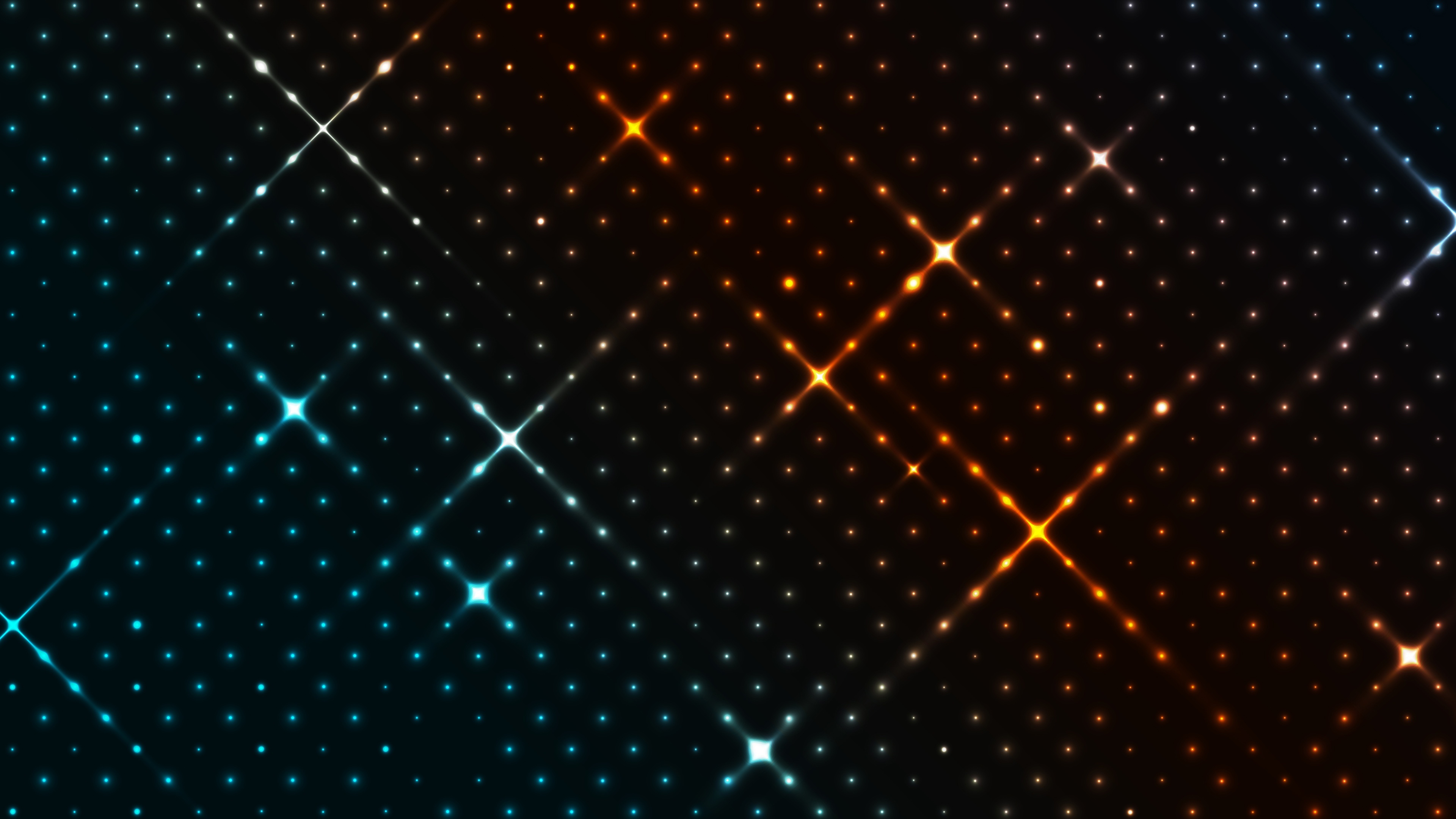 Glowing colorful dots, Dark abstract pattern, Neon light effect, Abstract art, 3840x2160 4K Desktop