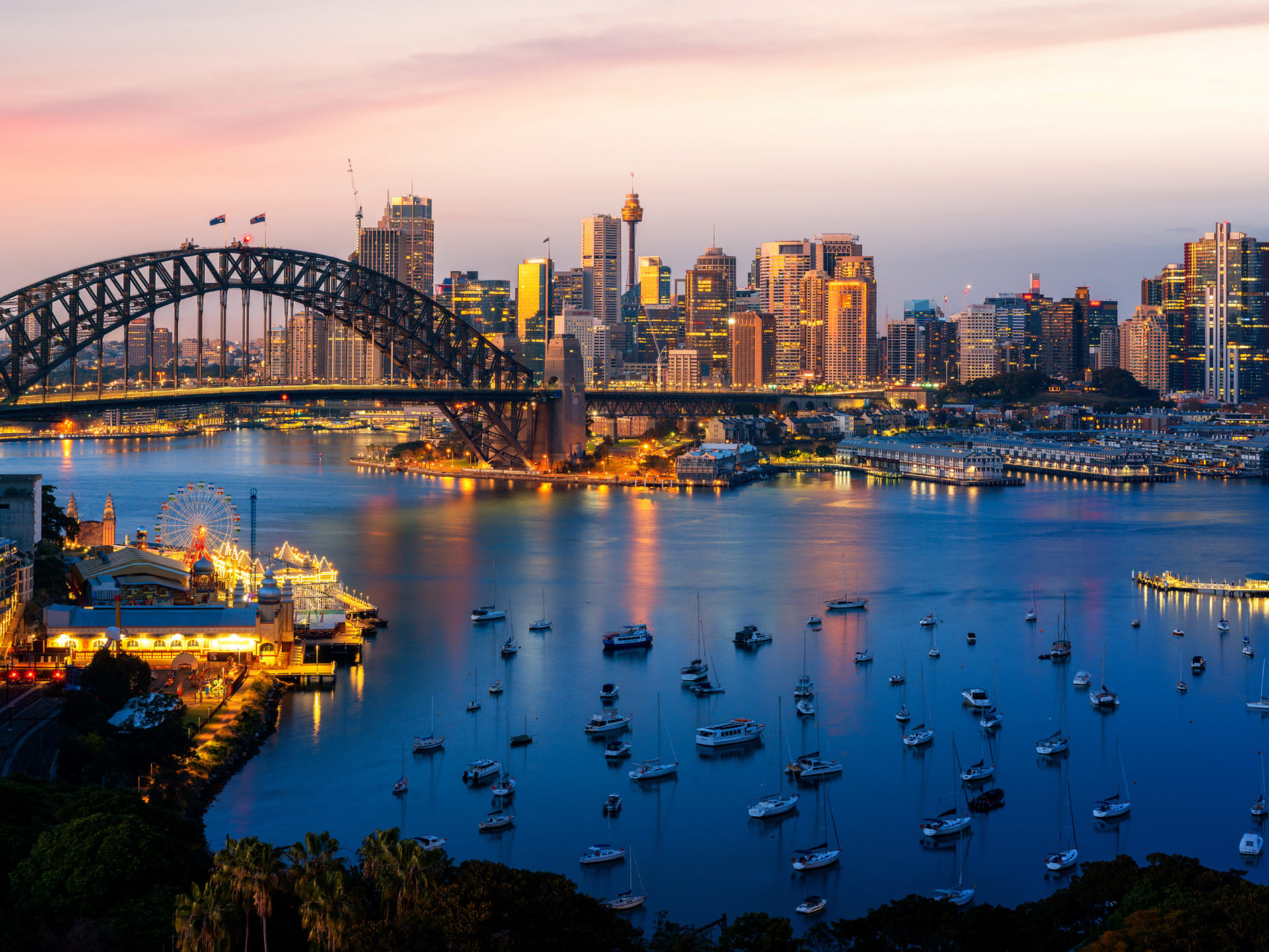 Sydney: New South Wales, Australia, Panorama Of The Port And Bridge. 1920x1440 HD Wallpaper.