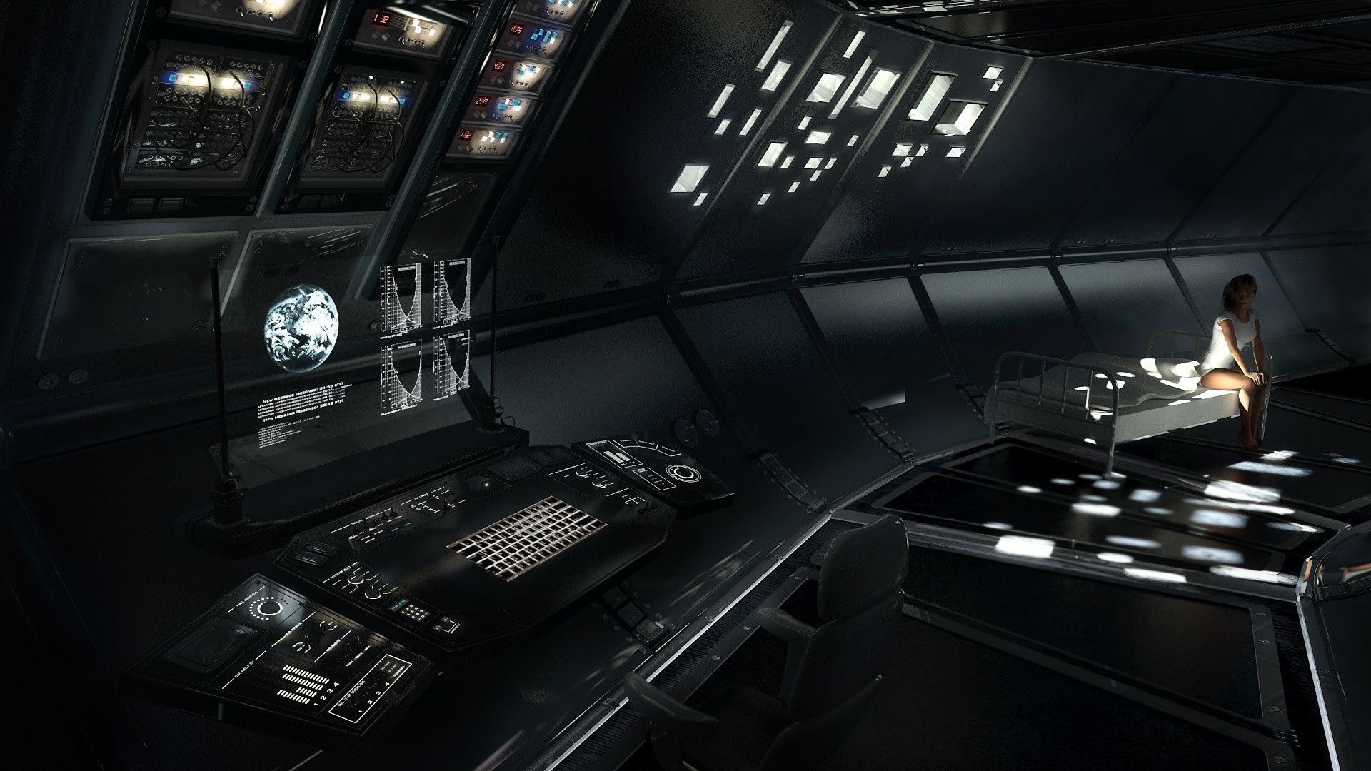 Interior of a spaceship, Futuristic environment, Otherworldly atmosphere, Space adventure, 1920x1080 Full HD Desktop