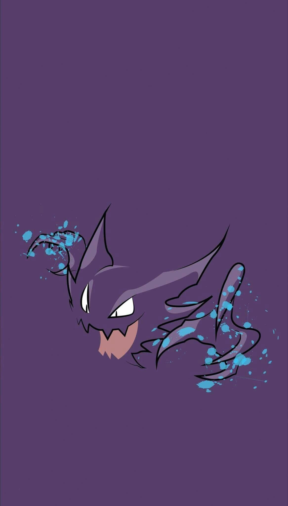Gengar: Gastly, Haunter,  A purple Pokemon with a gaseous body, Triangular eyes with small pupils. 1170x2050 HD Wallpaper.