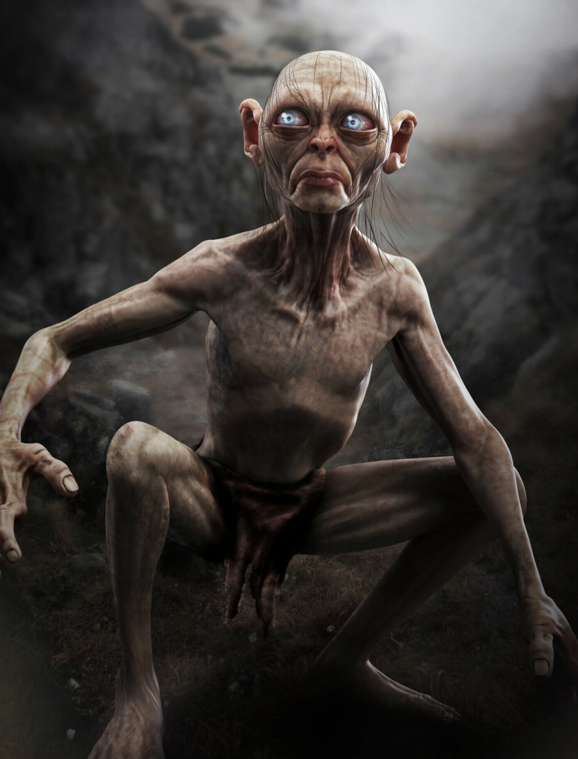 Niclas Dreier's sculpture, Gollum from Lord of the Rings, Artistic interpretation, Middle-earth, 1920x2520 HD Phone