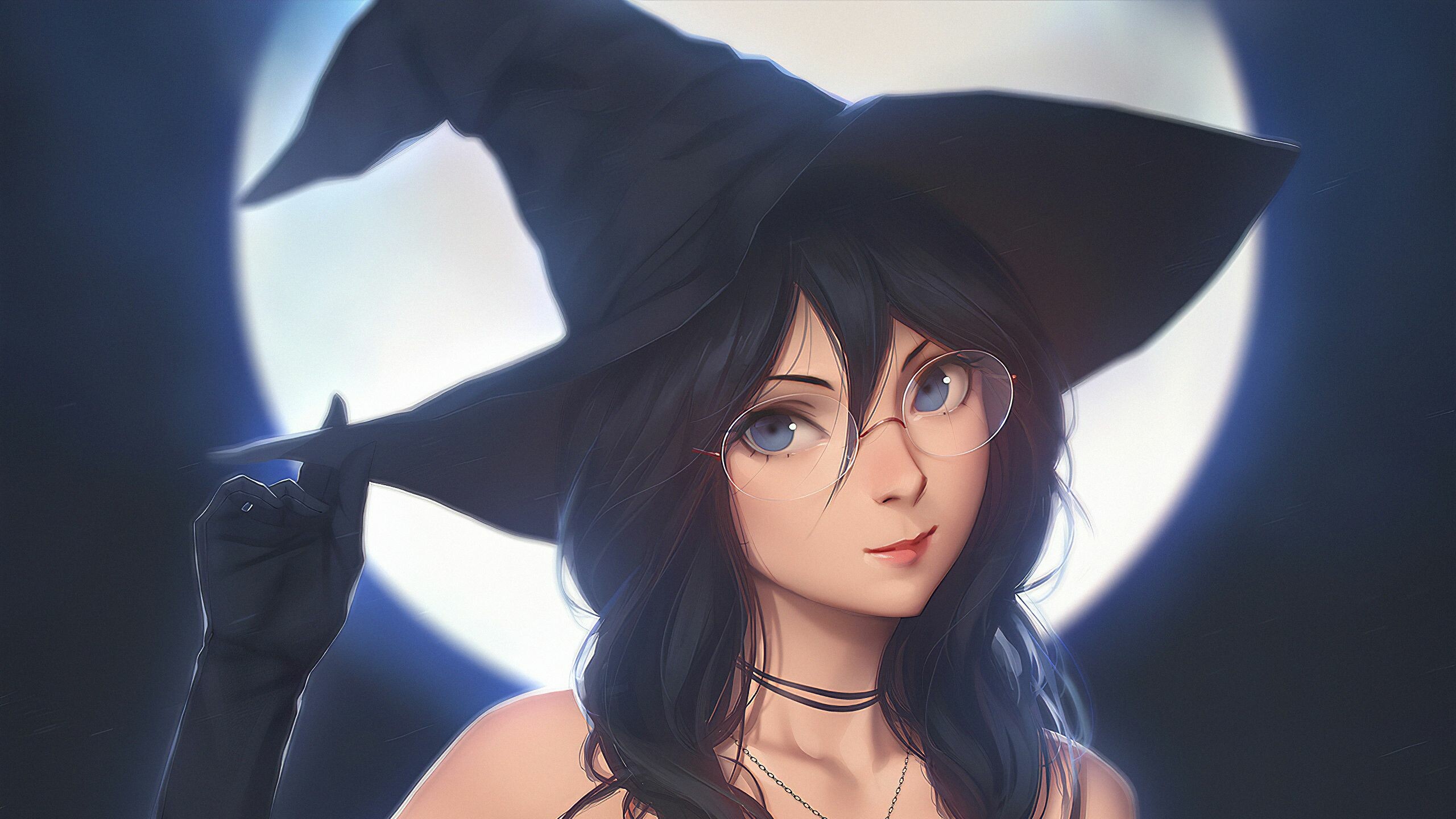 Witch: A person who practices witchcraft or magic, Anime character. 2560x1440 HD Background.