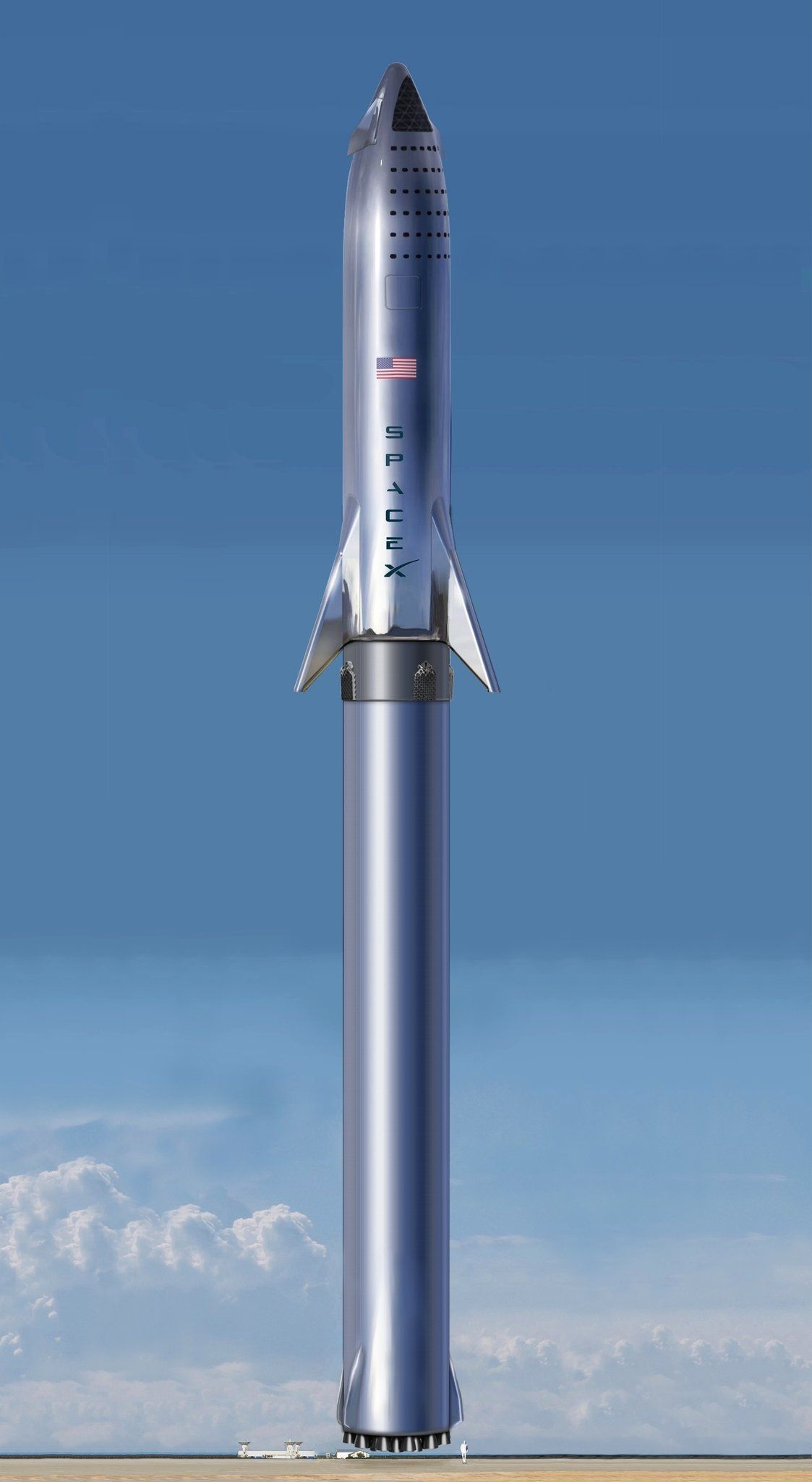 Starship: SpaceX, Designed to be a fully reusable and orbital rocket Space travel. 1130x2050 HD Background.