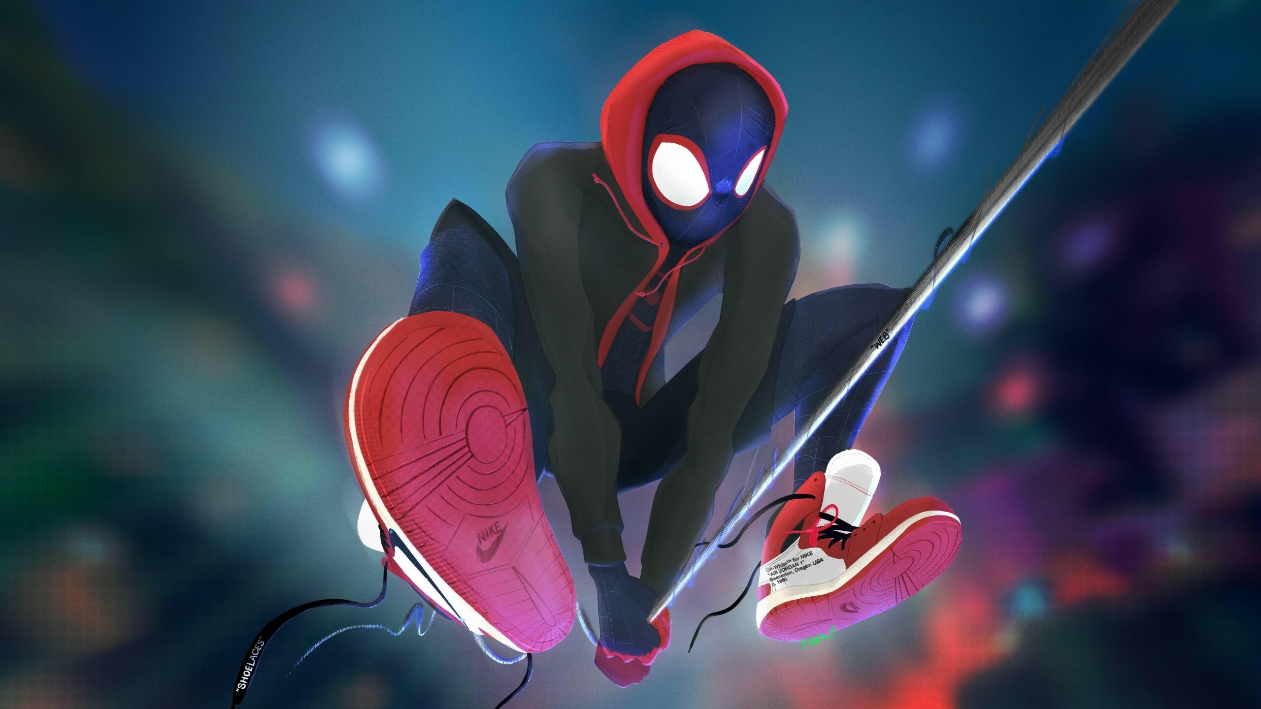 Spider-Man: Into the Spider-Verse: Miles Morales, was bitten by a genetically-altered spider similar to Peter Parker himself. 2560x1440 HD Wallpaper.