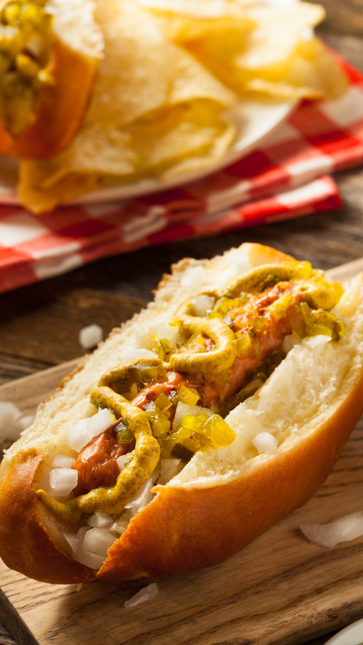 Food hot dog, Mustard toppings, Street food, Fast food, 1440x2560 HD Phone