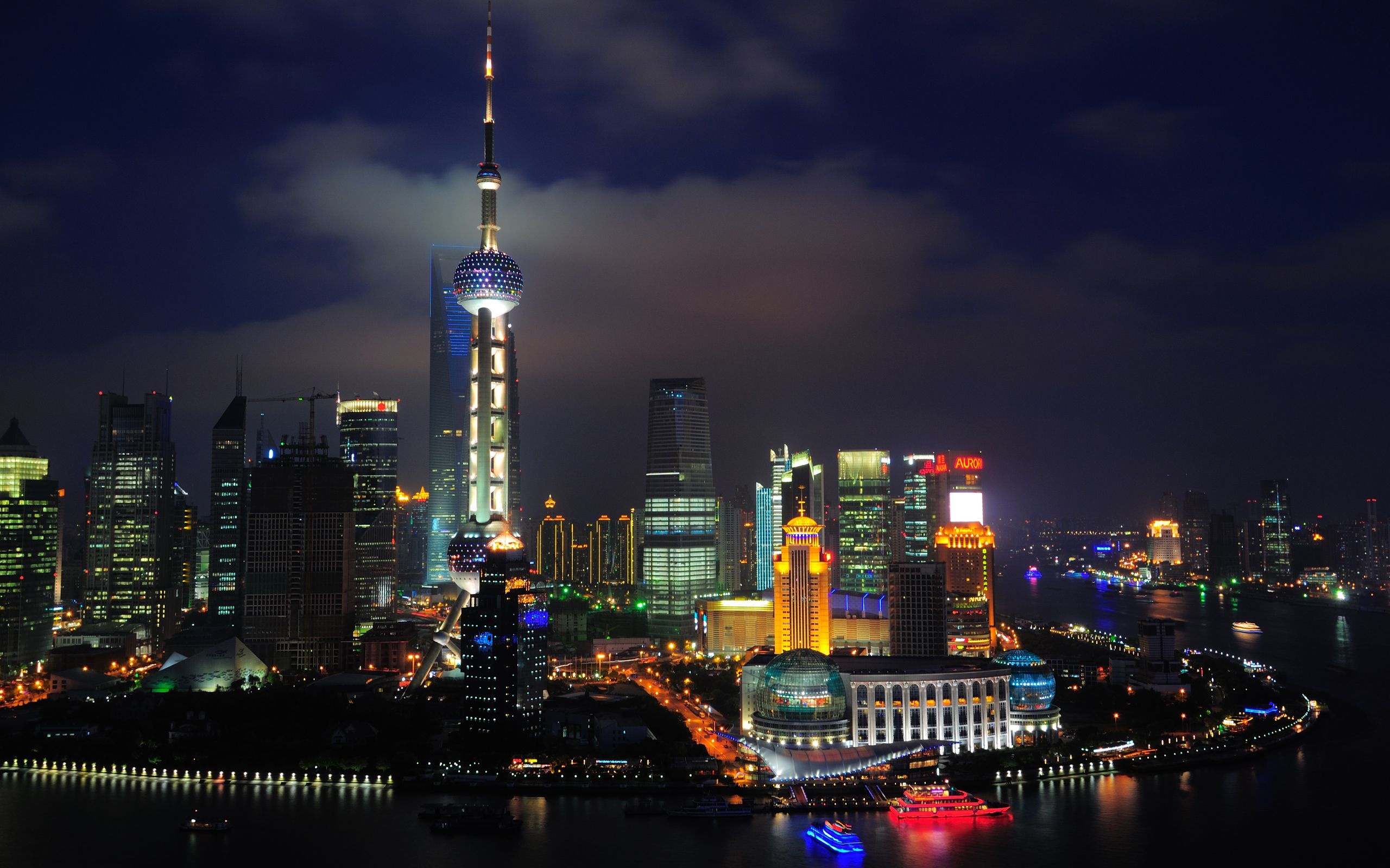 Shanghai Skyline, Night cityscape, Urban lights, Modern architecture, 2560x1600 HD Desktop