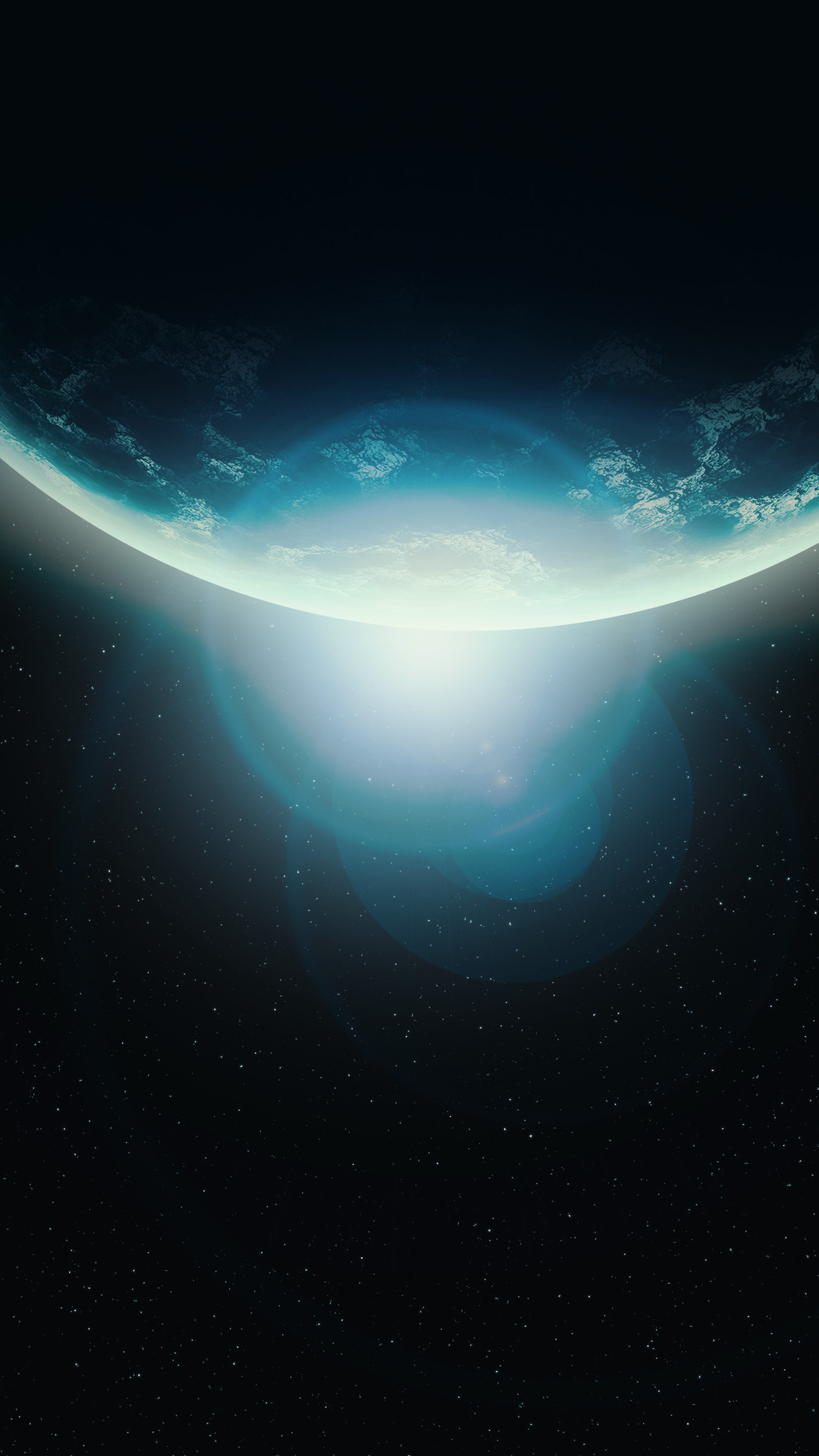 Sci-fi planet, Flaring stars, Sony Xperia wallpapers, 2160x3840 4K Phone