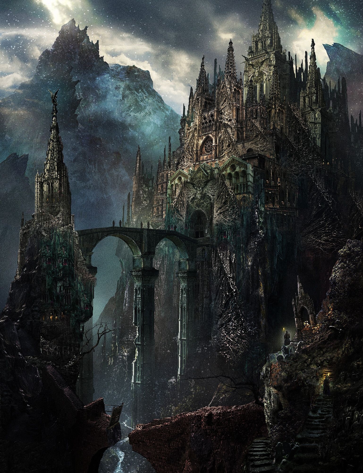 Dragon's cathedral, High Fantasy Wallpaper, 1540x2000 HD Handy