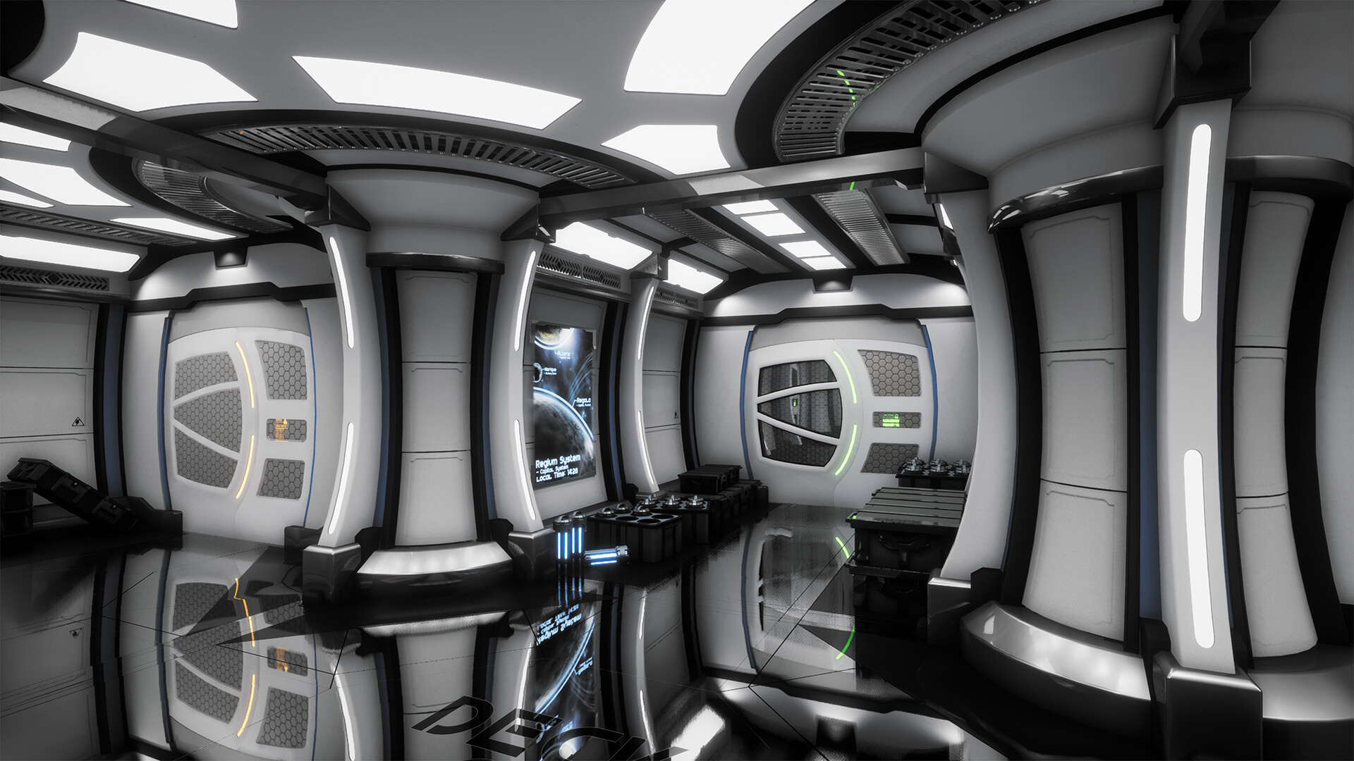 Sci-fi ship hallways, Imaginative architecture, Futuristic design, Concept art, 1920x1080 Full HD Desktop
