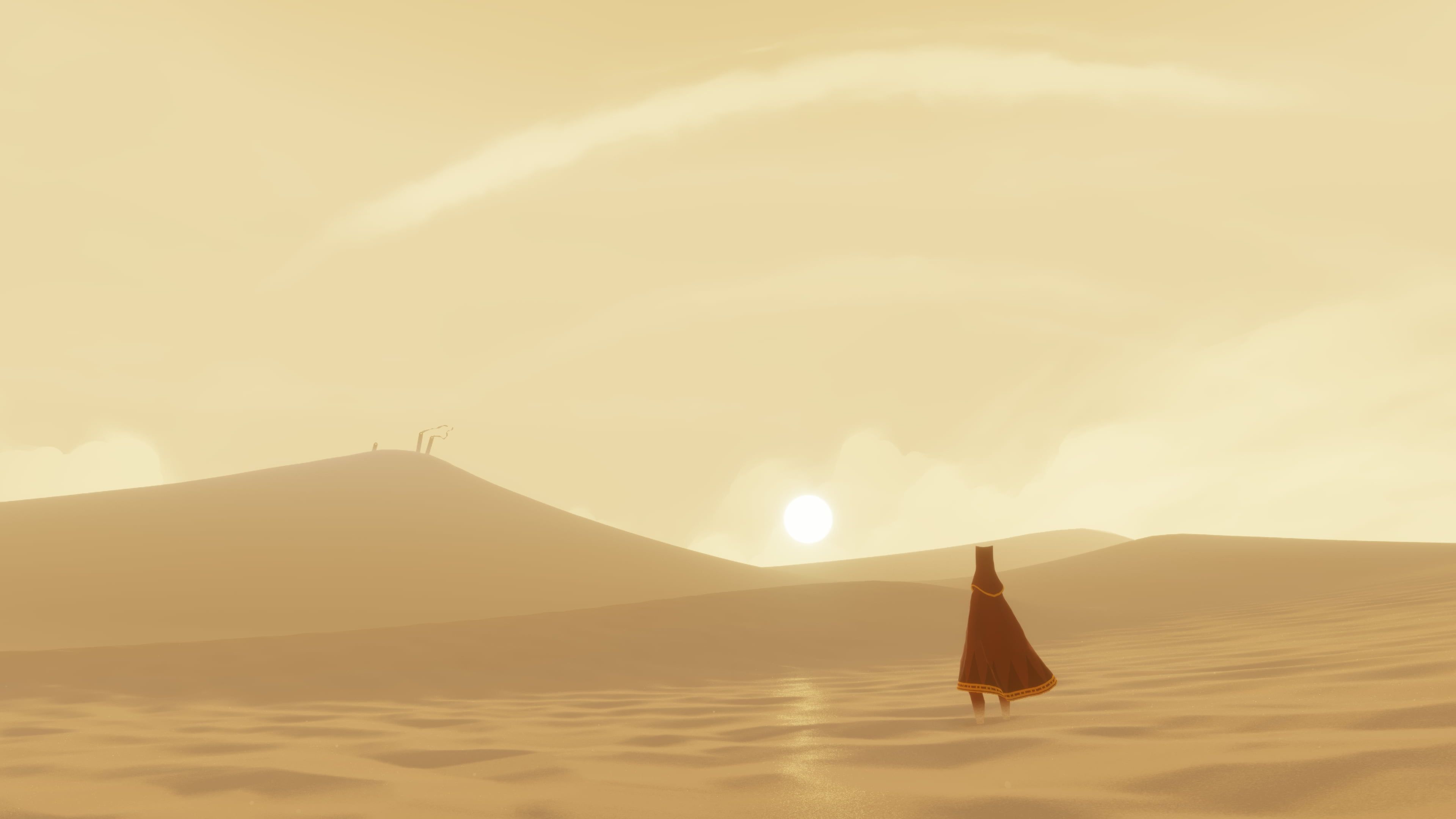 Journey game, Sand desert landscape, Gaming screenshot, 4K wallpaper, 3840x2160 4K Desktop