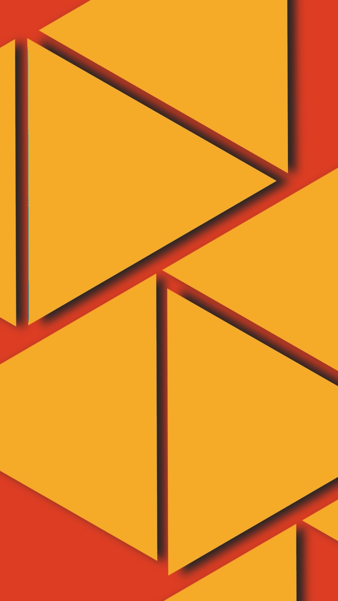 Triangle: Abstract orange equilateral figures, Simple polygons. 1080x1920 Full HD Background.