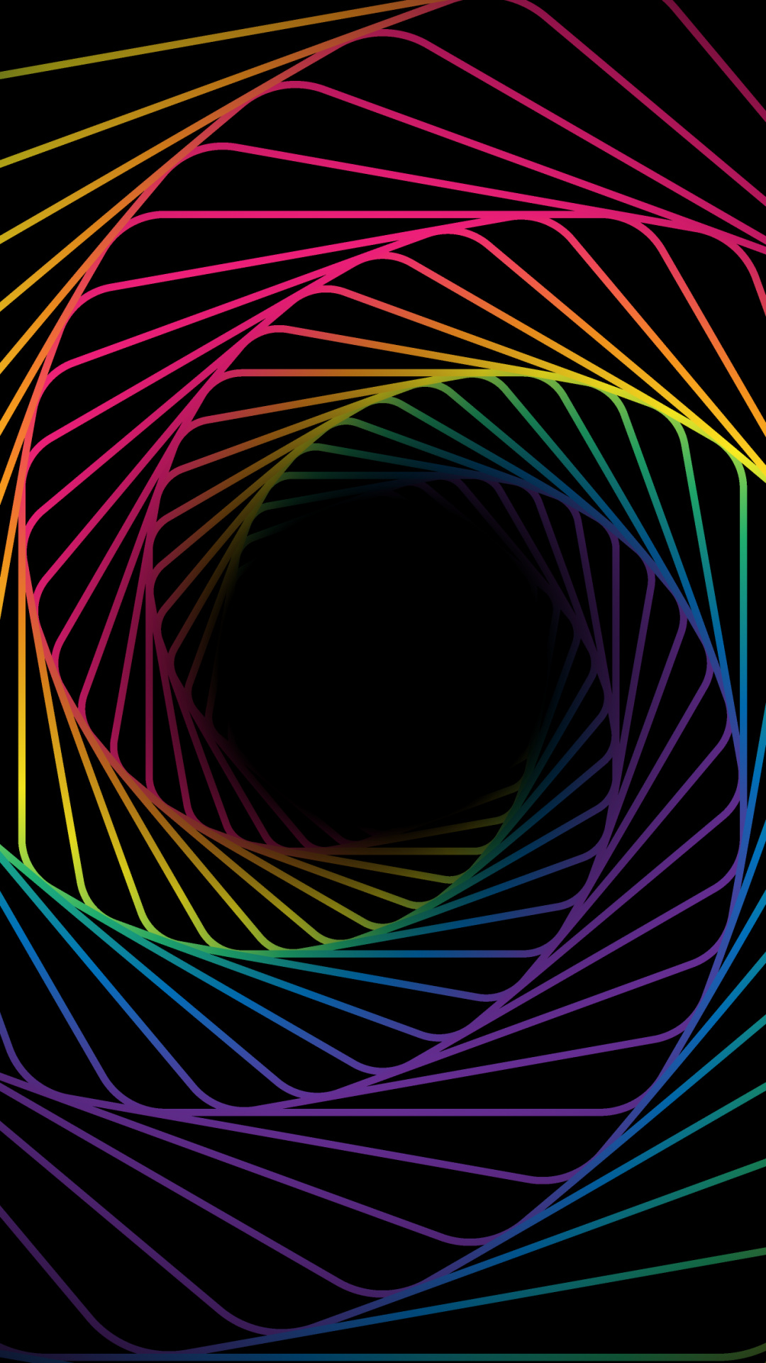 Cosmic wallpaper, Rainbow swirl, Abstract black background, 4K, 1080x1920 Full HD Phone