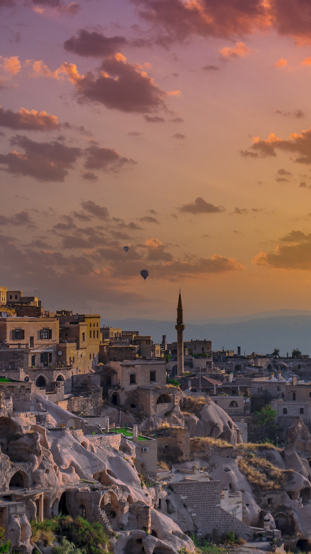 Cappadocia, Hot air balloons, Sunset scenery, Travel destination, 1080x1920 Full HD Phone