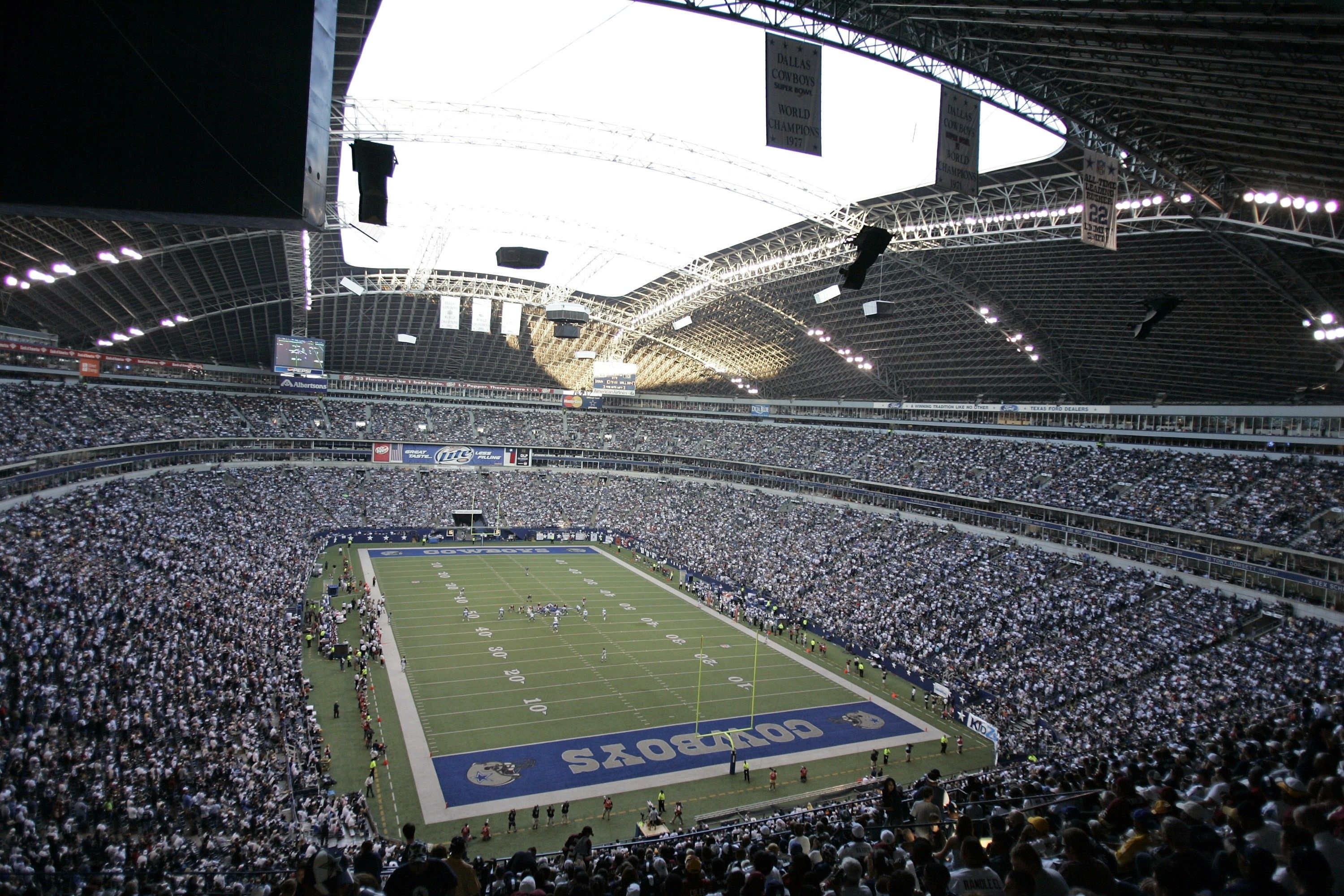 Dallas Cowboys: The team plays its home games at AT and T Stadium in Arlington, Texas. 3000x2000 HD Background.