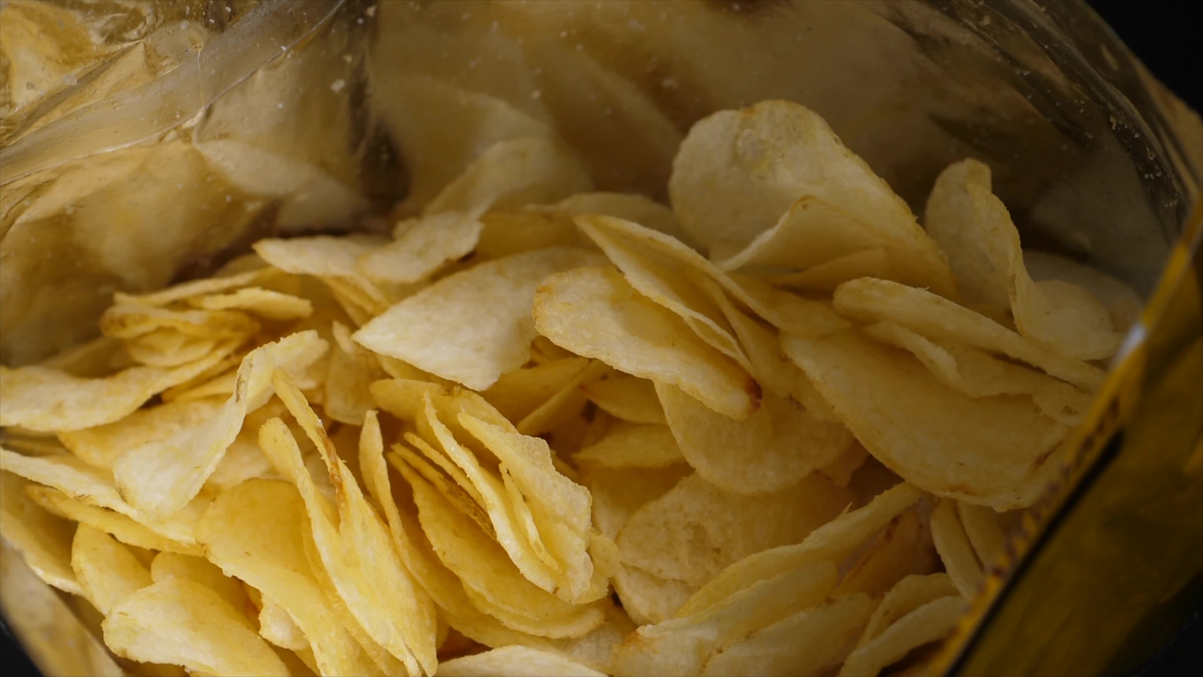 Potato chips, Crispy snack, Savory flavor, Free stock video, 3840x2160 4K Desktop