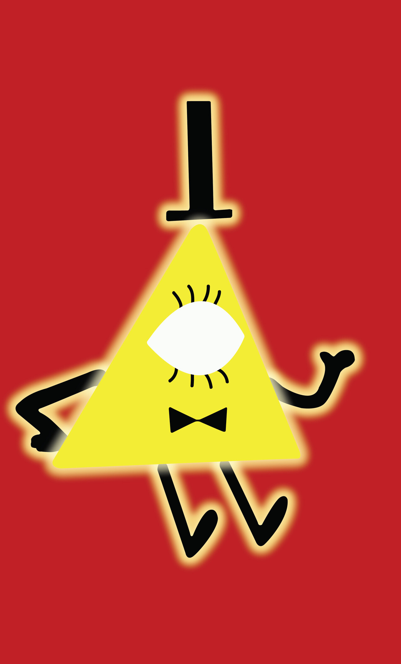 Gravity Falls: Bill Cipher, a one-eyed yellow triangle wearing a top hat and a bow tie. 1280x2120 HD Background.