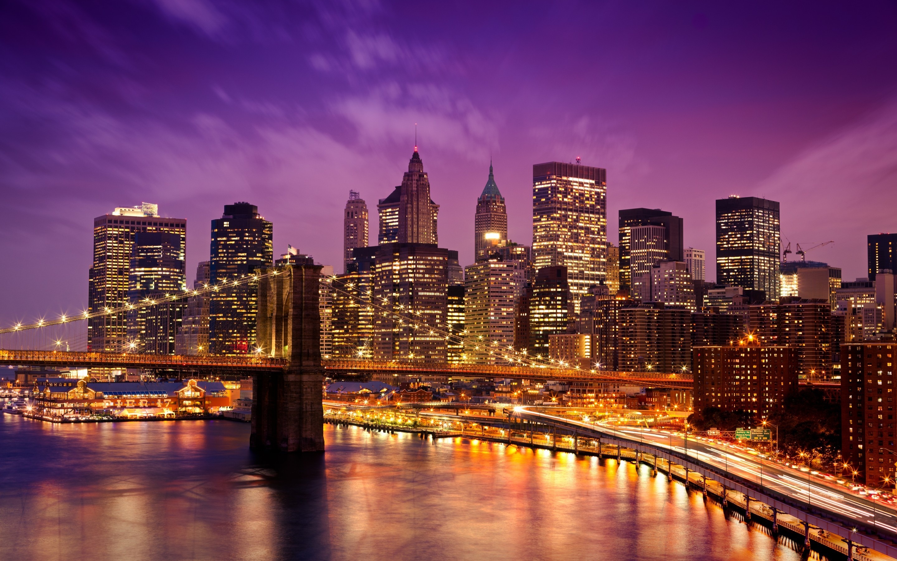 Brooklyn Bridge, Sunset, HD wallpaper, 2880x1800 HD Desktop
