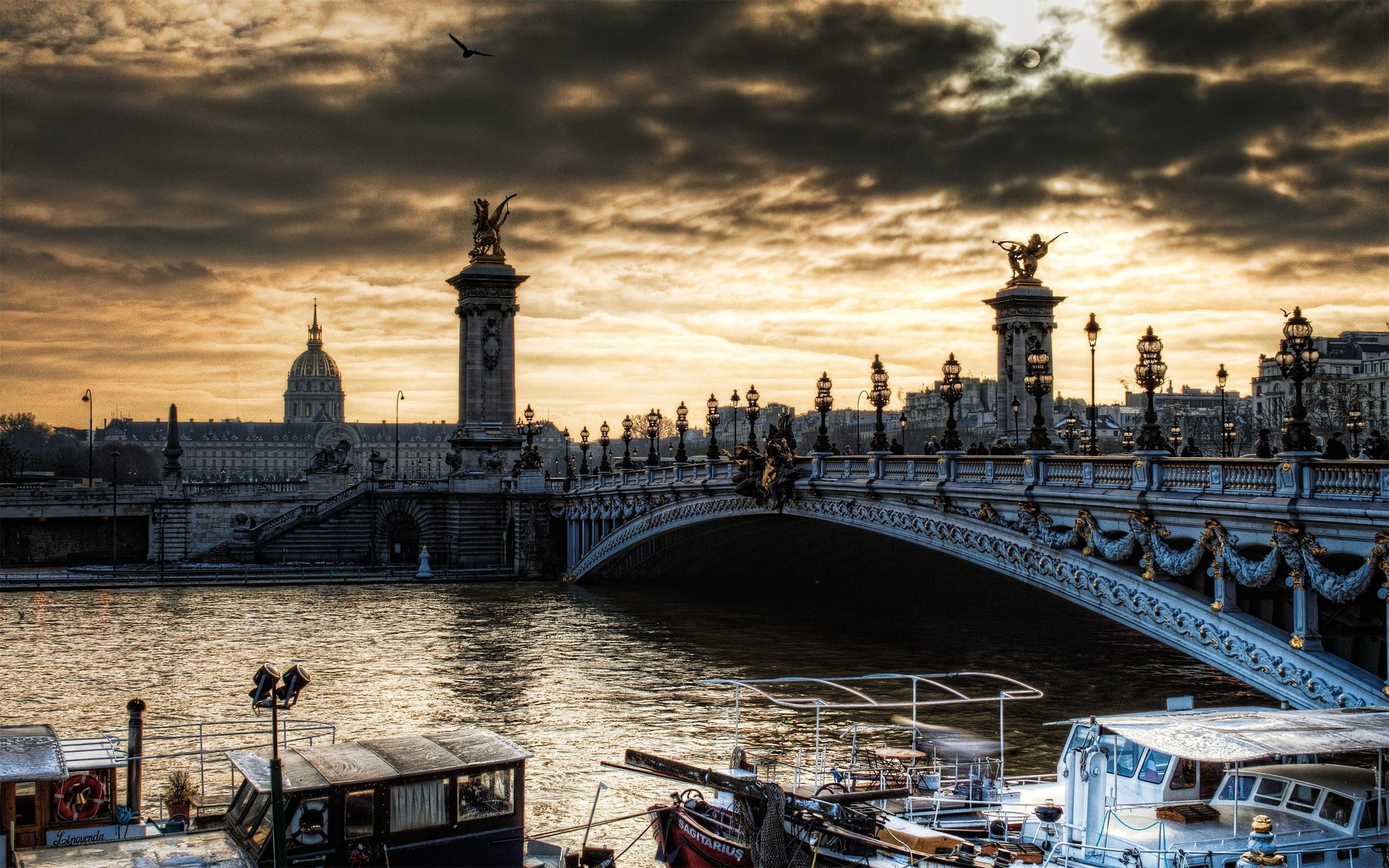 The Seine River, Iconic bridge, Parisian architecture, Wallpaper background, 2560x1600 HD Desktop