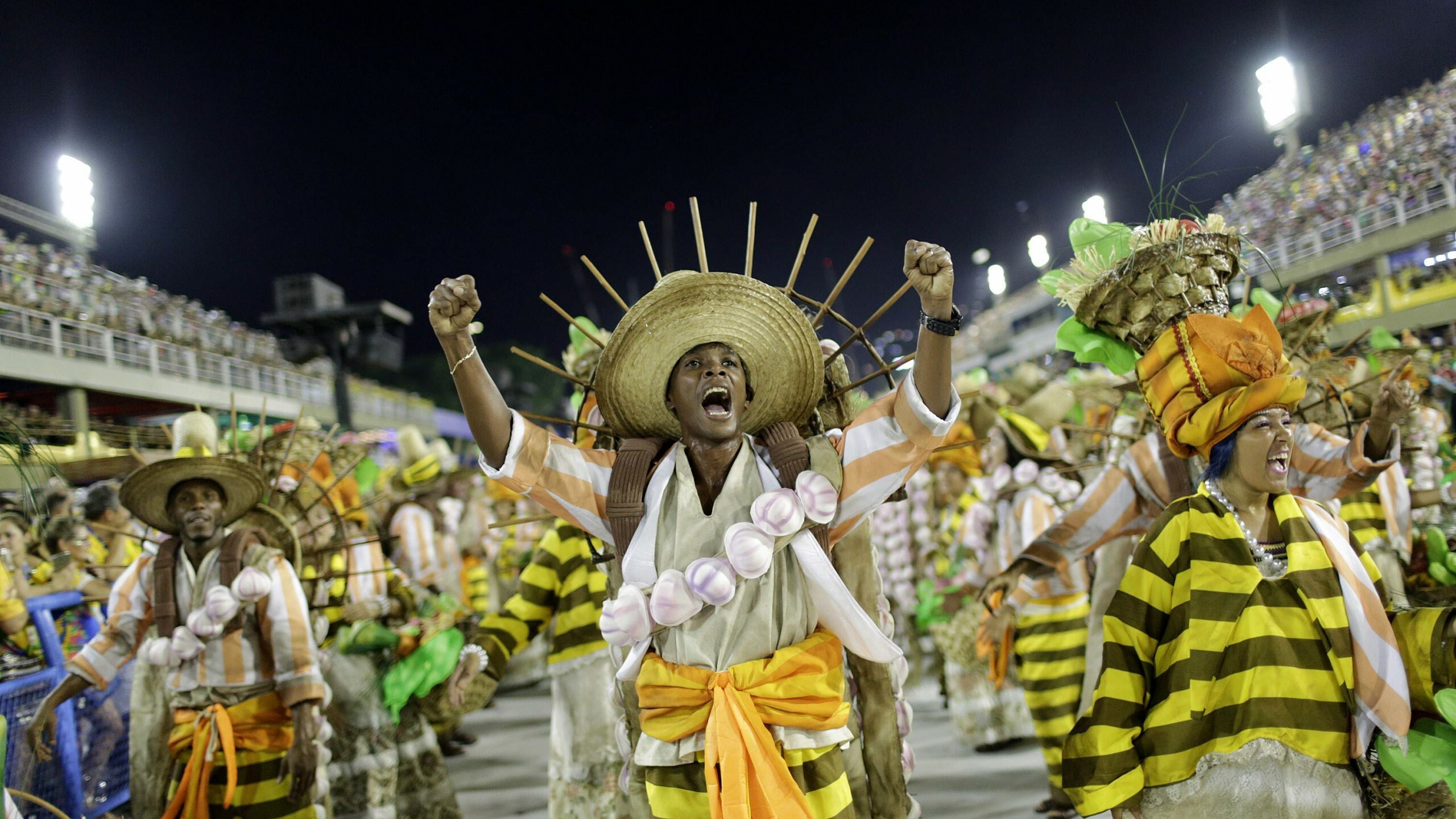 Carnival: Public festival, Rio de Janeiro, Brazil, Holiday. 2560x1440 HD Background.