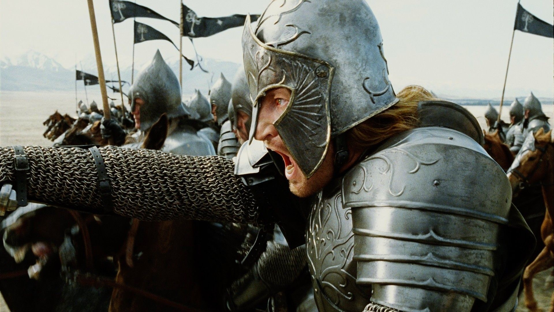 Gondor: The end of the Third Age, Captain Faramir and Knights of Minas Tirith, The last Ruling Steward. 1920x1080 Full HD Background.
