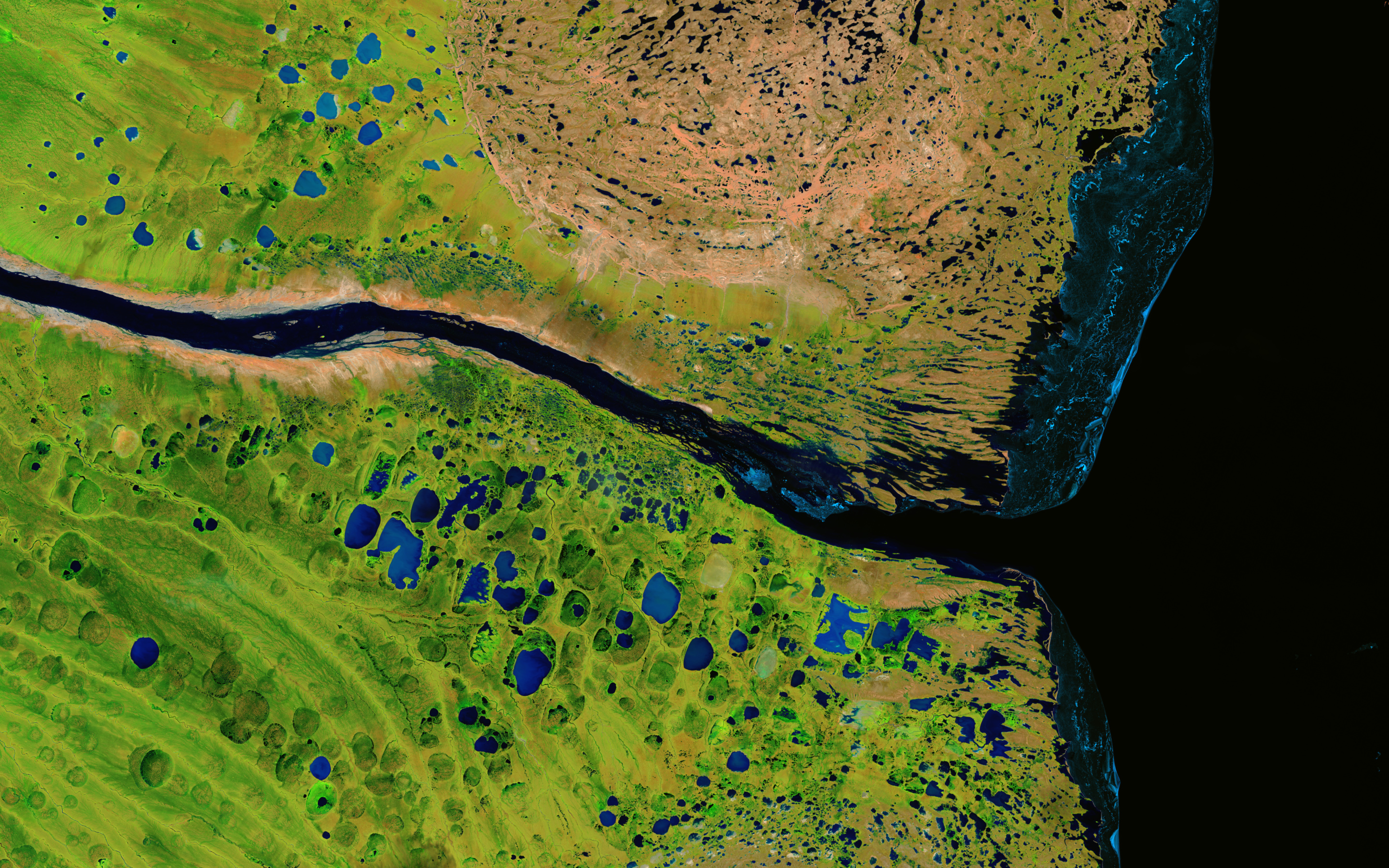 Landsat365 koukdjuak river, Canadian natural beauty, Captivating aerial view, Remote wilderness, 2880x1800 HD Desktop