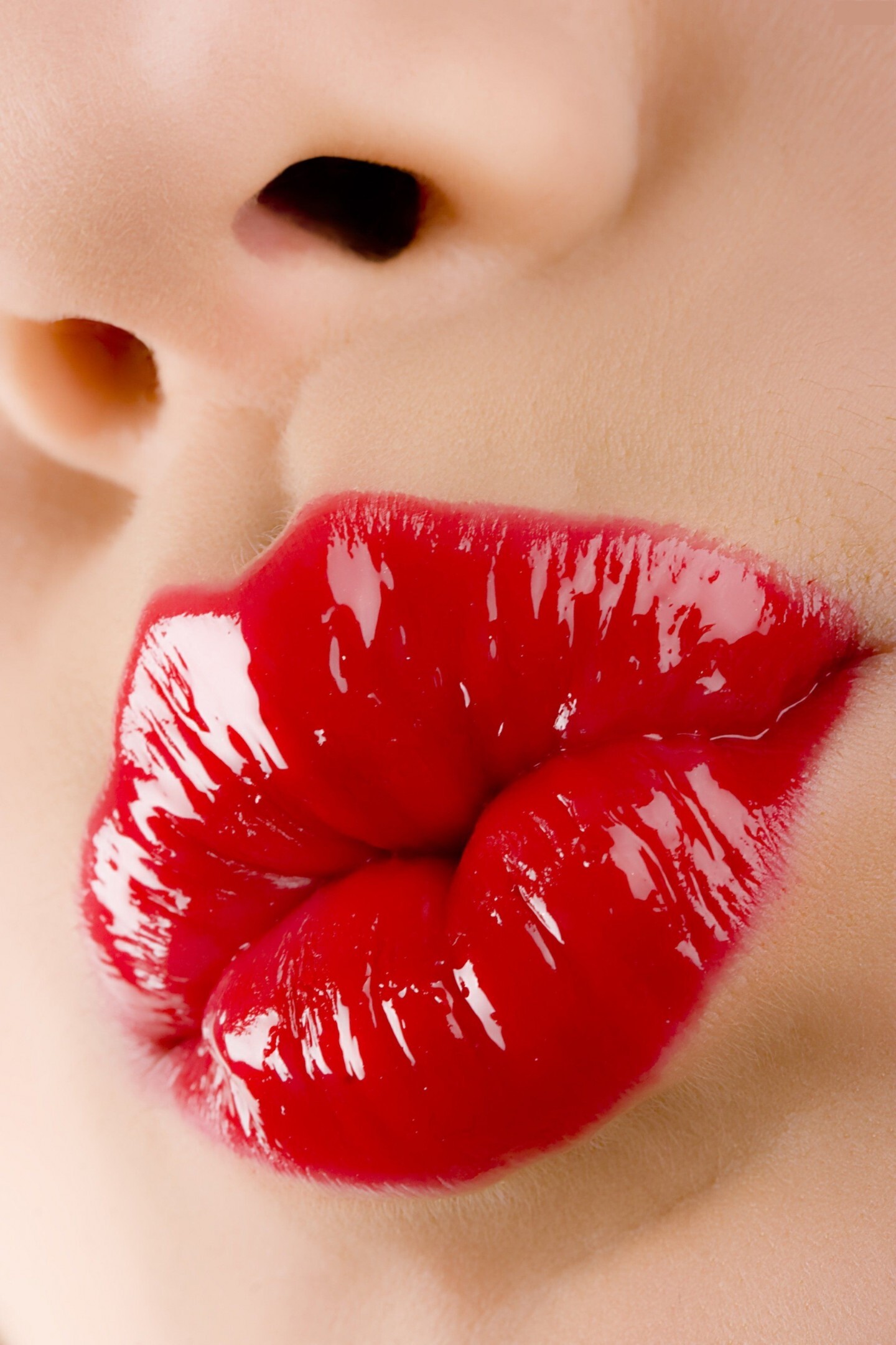 Lipstick: Woman's kissing lips, Shiny lip balm, A perfect long-lasting lip contour. 1440x2160 HD Background.