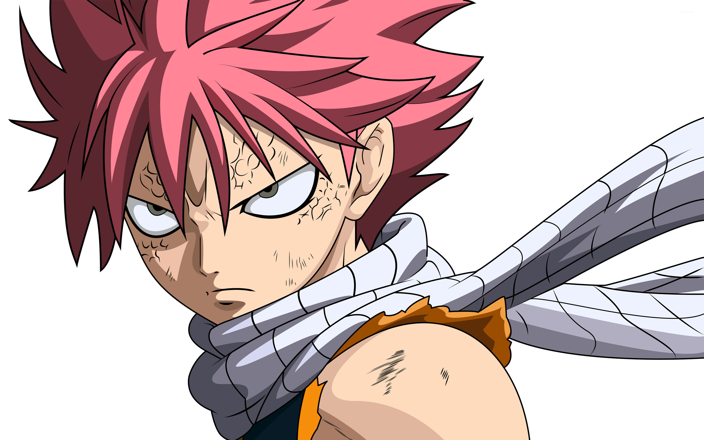 Fairy Tail: Natsu Dragneel, a wizard with dragon-like physiology whose powers are designed to combat dragons. 2880x1800 HD Wallpaper.