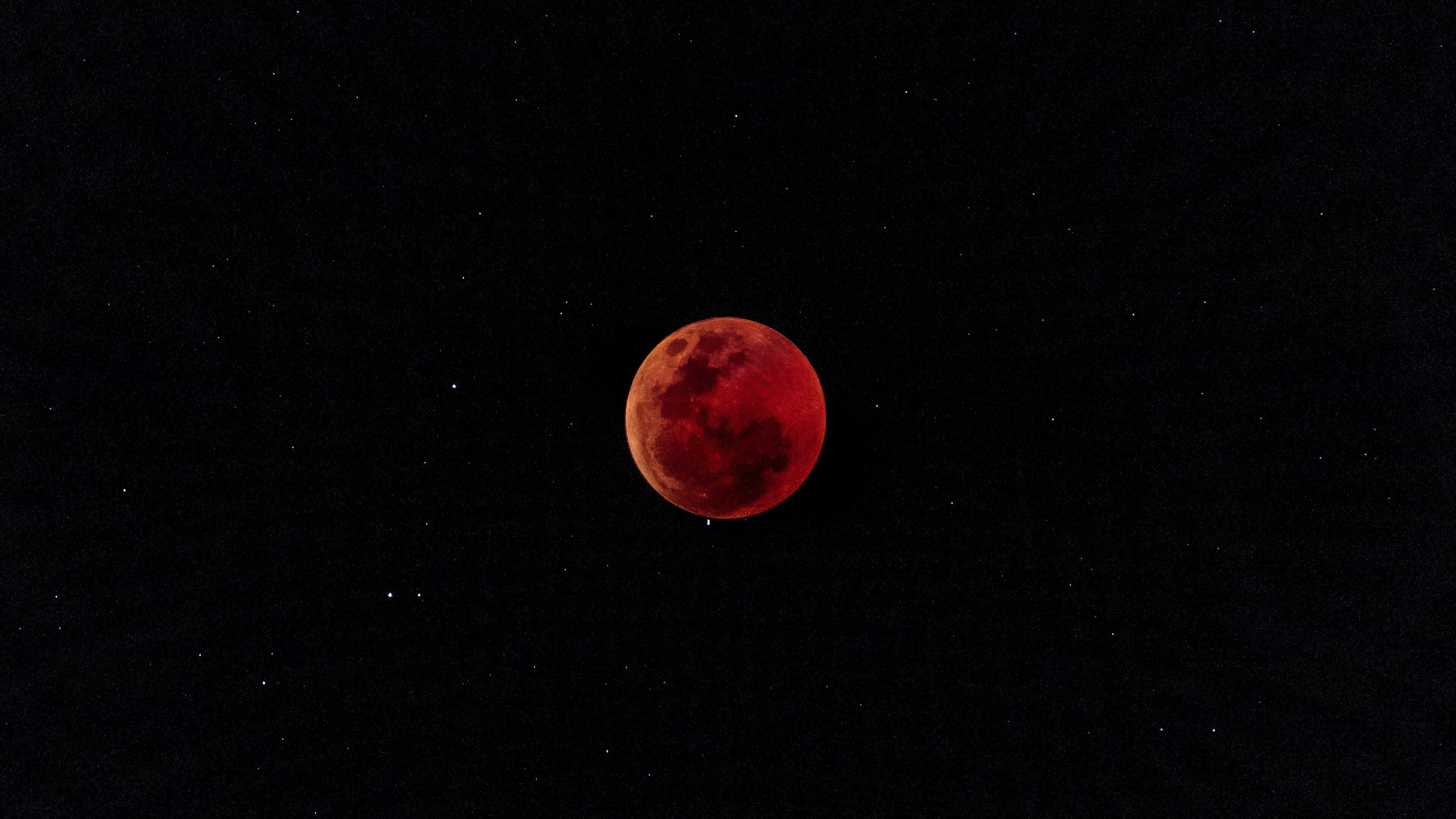 Captivating full moon eclipse, Mystical red moon, Dark and fiery allure, Celestial enchantment, 3840x2160 4K Desktop