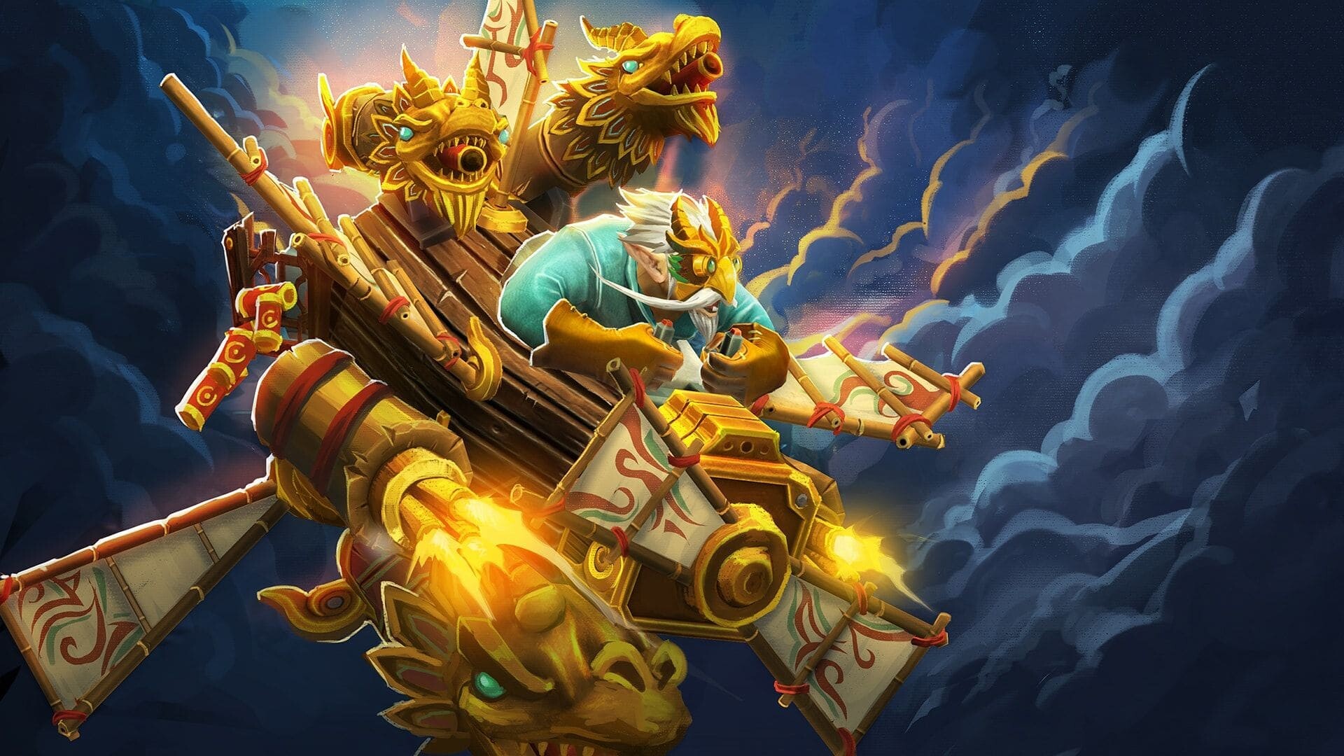 Dota 2: Gyrocopter, Barrages with his cannon and homing missiles. 1920x1080 Full HD Wallpaper.