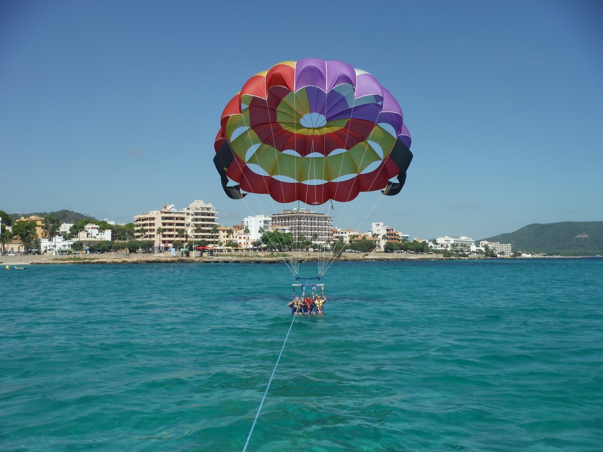 Parasailing: Cala Bona, Reach the destination height, Water’s surface, Kite sports, Windsports, Majorca. 2050x1540 HD Wallpaper.
