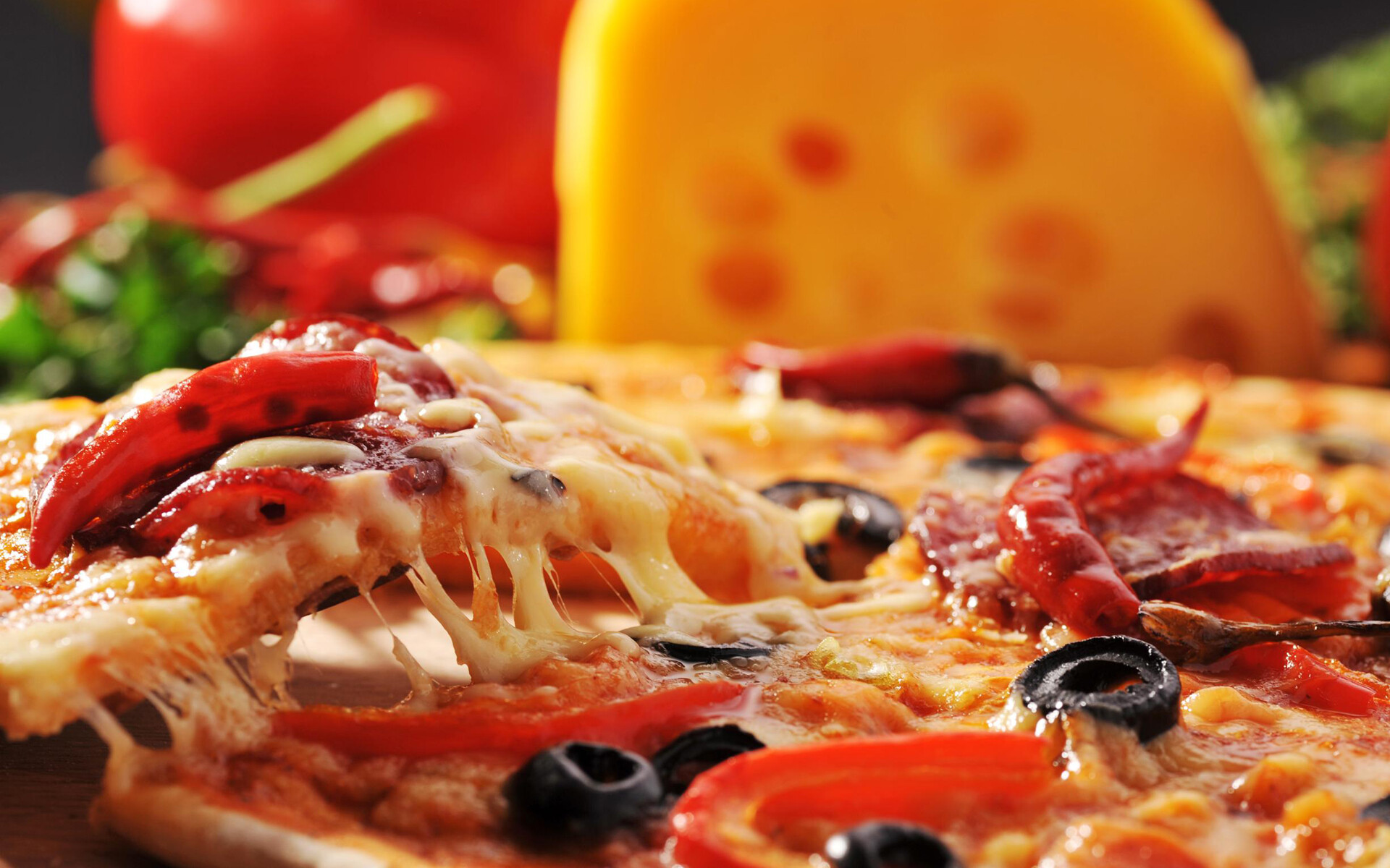 Pizza: A savory dish of Italian origin, A base of dough, Mozzarella. 1920x1200 HD Background.
