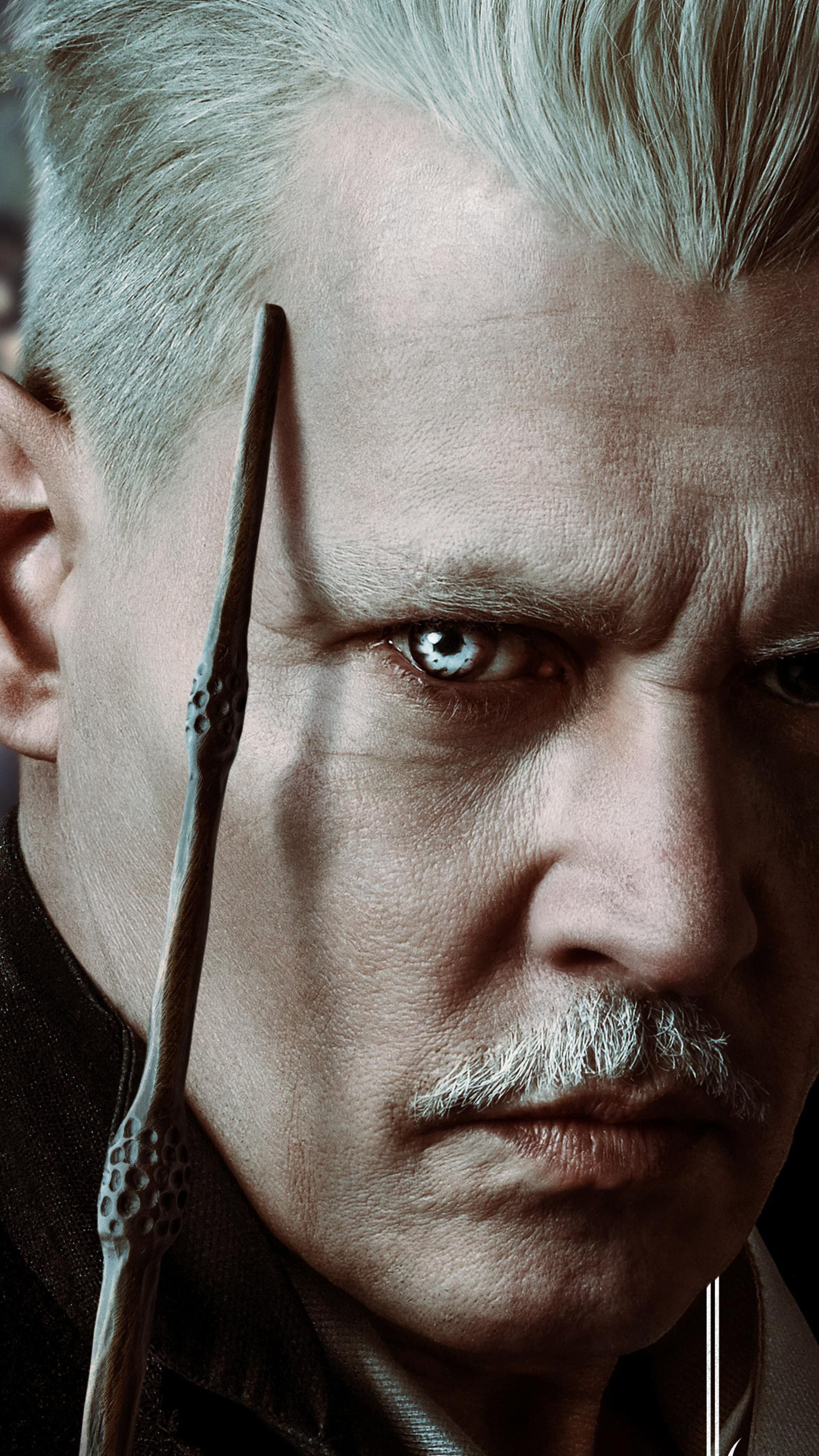 Johnny Depp as Grindelwald, Crimes of Grindelwald, Sony Xperia wallpapers, HD 4K images, 2160x3840 4K Phone
